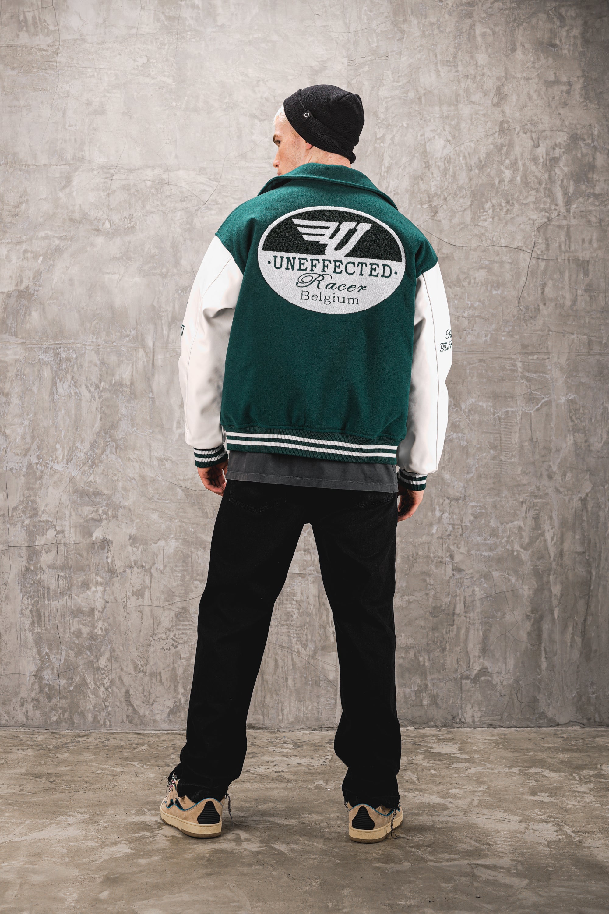 Airdrop Racer Varsity Jacket - Emerald Green - UNEFFECTED STUDIOS® - Coats & Jackets - UNEFFECTED STUDIOS®