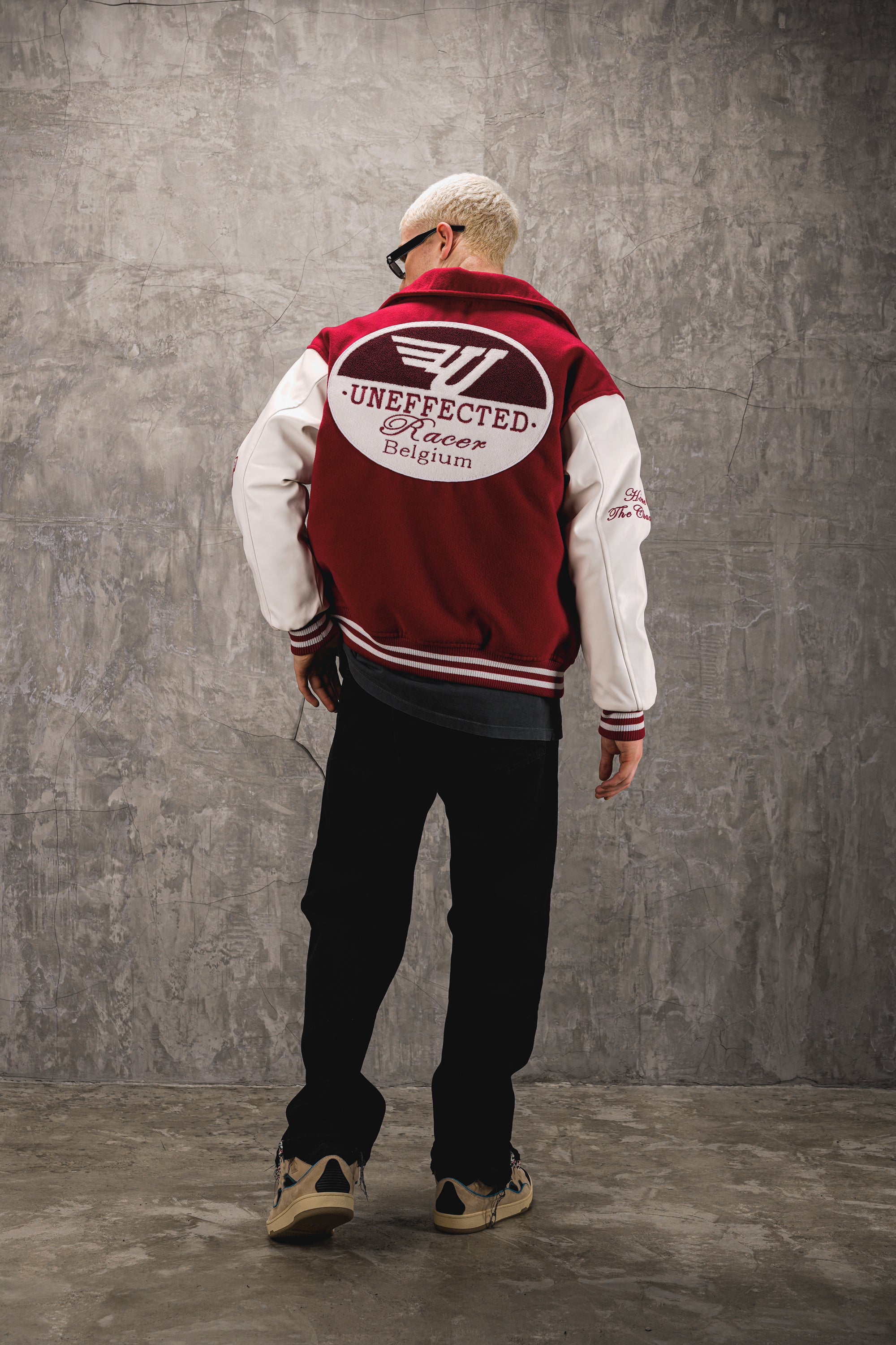 Airdrop Racer Varsity Jacket - Scarlet Red - UNEFFECTED STUDIOS® - Coats & Jackets - UNEFFECTED STUDIOS®