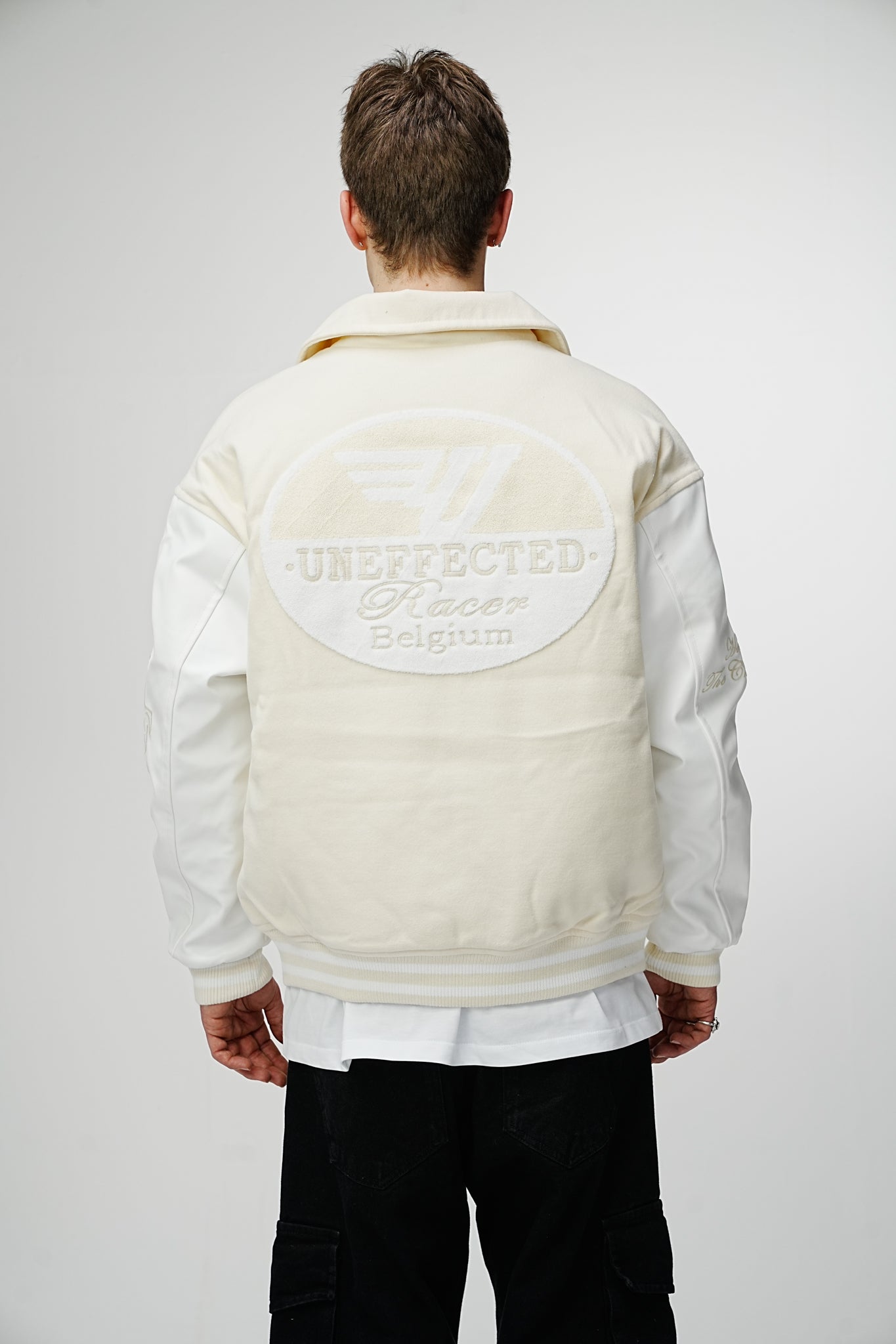 Airdrop Racer Varsity Jacket - Timeless Cream - UNEFFECTED STUDIOS® - Coats & Jackets - UNEFFECTED STUDIOS®