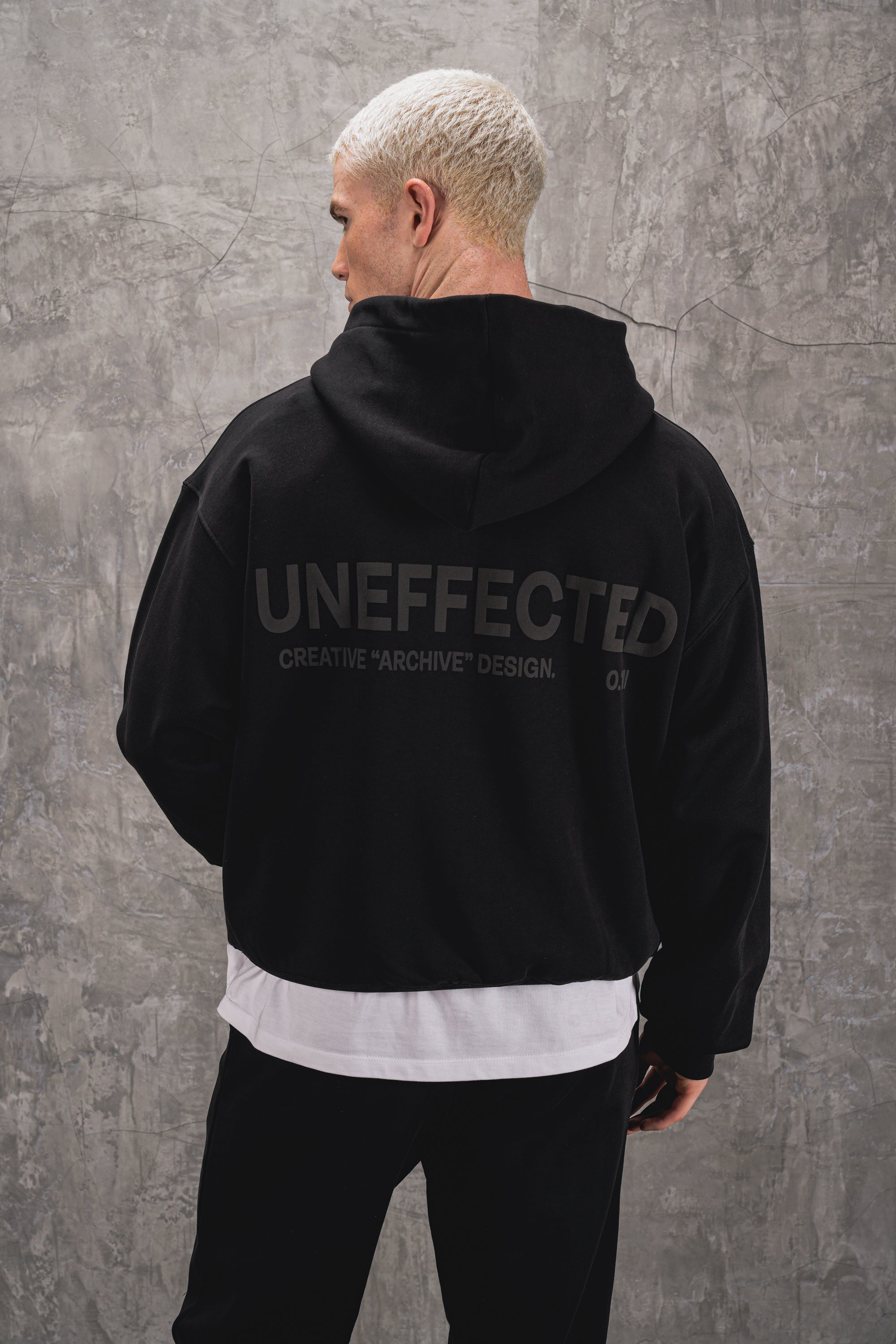 Archive Logo Oversized Hoodie - Black - UNEFFECTED STUDIOS® - Coats & Jackets - UNEFFECTED STUDIOS®