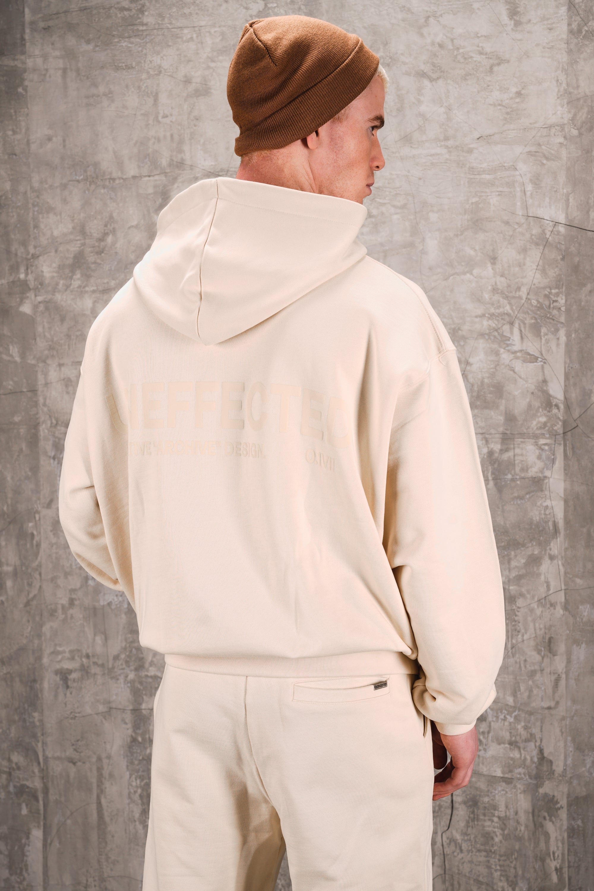 Archive Logo Oversized Hoodie - Stone - UNEFFECTED STUDIOS® - Coats & Jackets - UNEFFECTED STUDIOS®