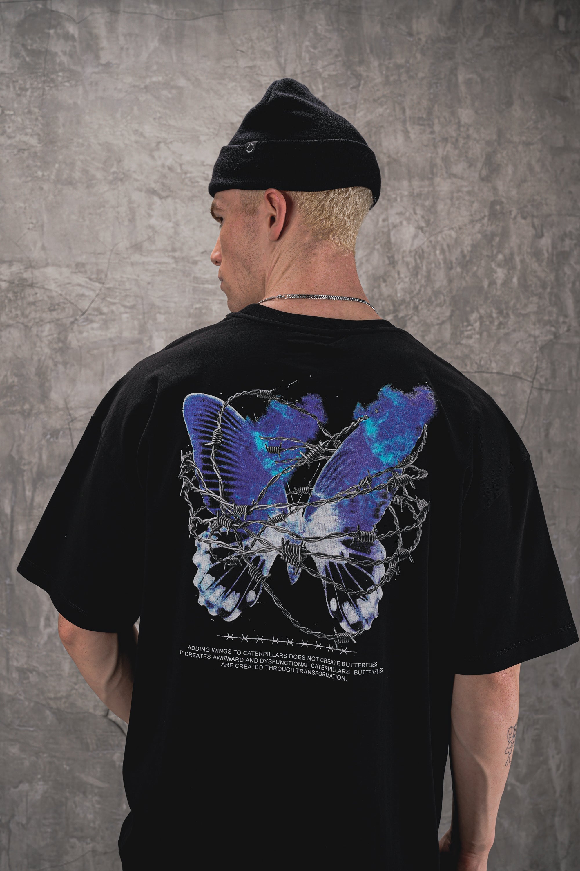 Butterfly Effect 240GSM Oversized Tee - Black - UNEFFECTED STUDIOS® - T-shirt - UNEFFECTED STUDIOS®