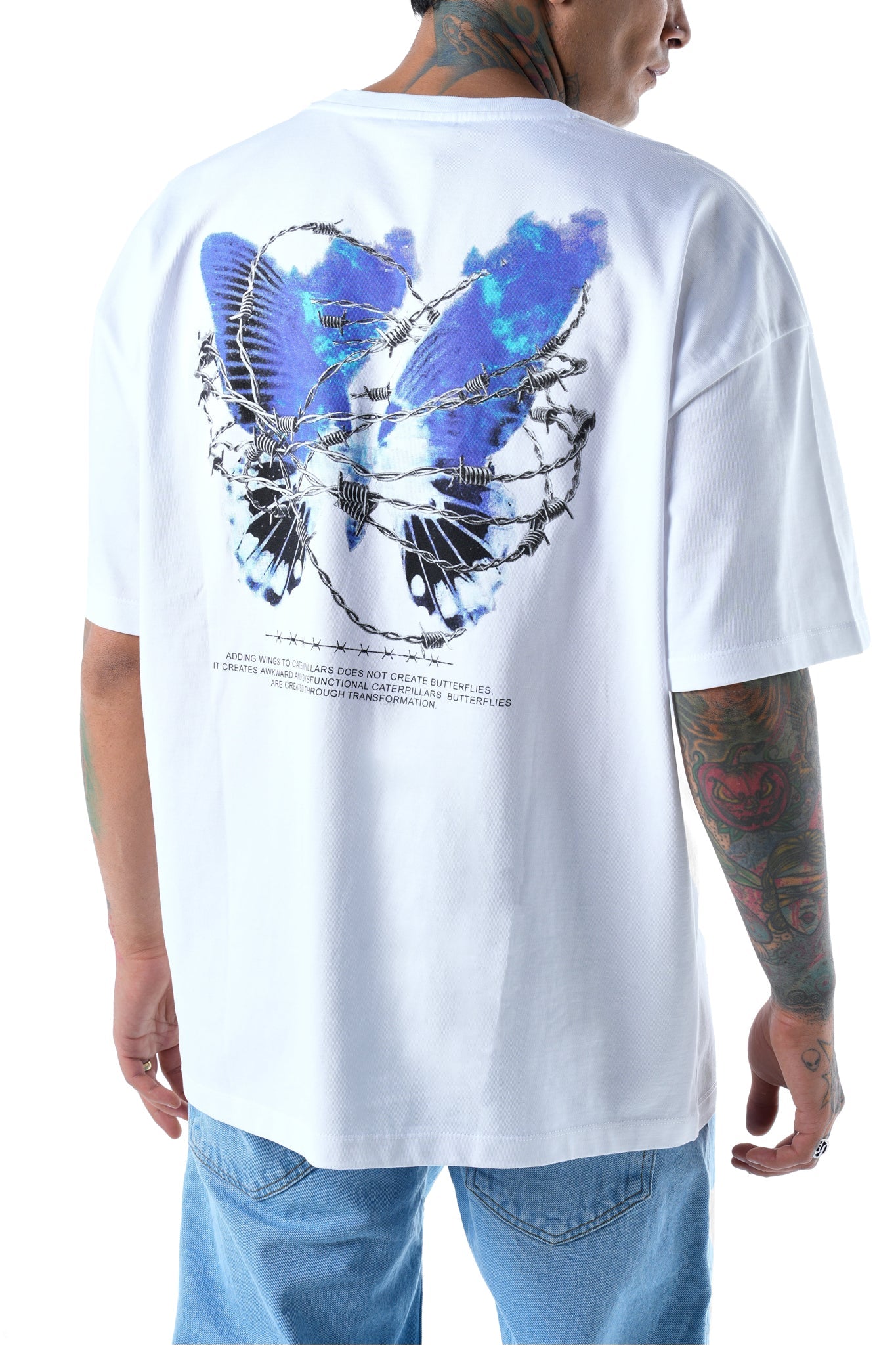 Butterfly Effect 240GSM Oversized Tee - White - UNEFFECTED STUDIOS® - T-shirt - UNEFFECTED STUDIOS®