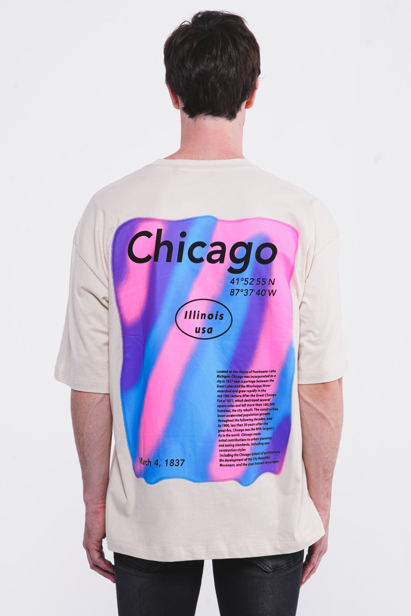 Chicago 1837 Oversized Tee Beige - UNEFFECTED STUDIOS® - T-shirt - UNEFFECTED STUDIOS®