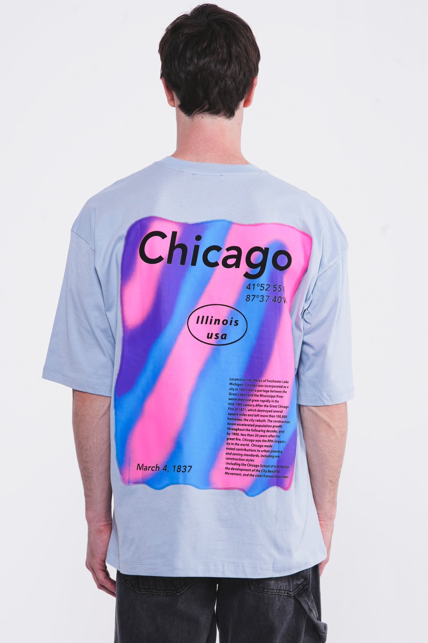 Chicago 1837 Oversized Tee Blue - UNEFFECTED STUDIOS® - T-shirt - UNEFFECTED STUDIOS®