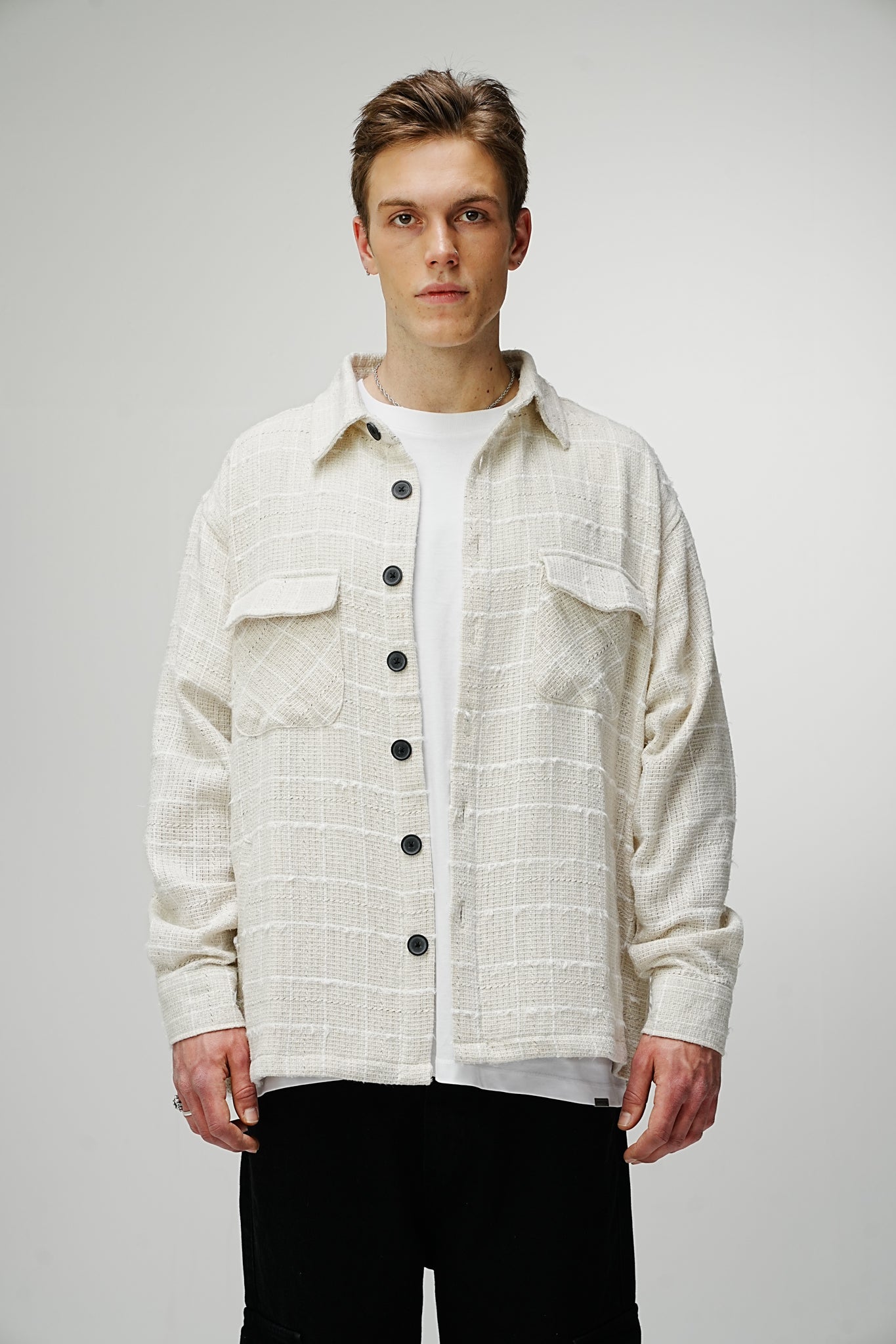 Heavy Flannel Oversized Shirt Timeless Cream - UNEFFECTED STUDIOS® - Shirts & Tops - UNEFFECTED STUDIOS®