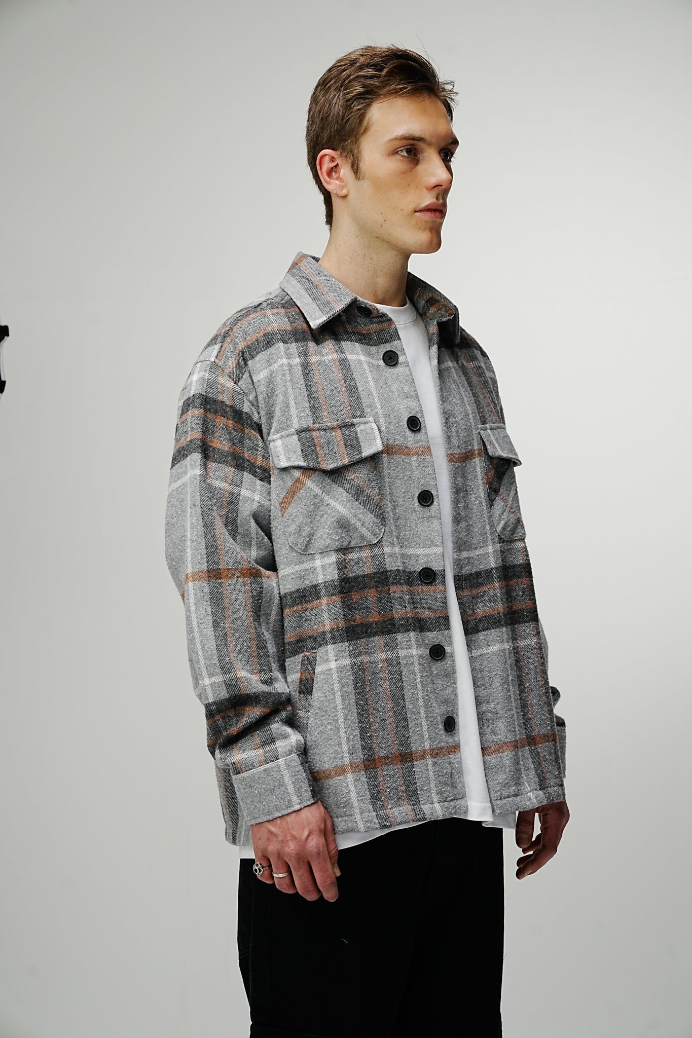 Heavy Oversized Flannel Shirt Grey Parrot - UNEFFECTED STUDIOS® - Shirts & Tops - UNEFFECTED STUDIOS®