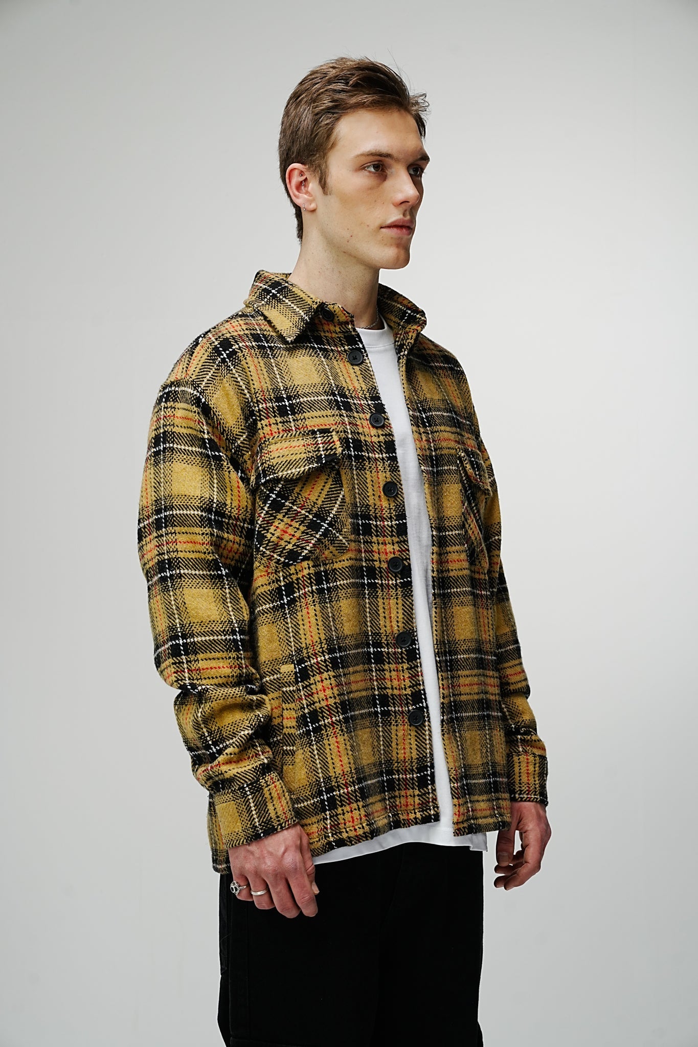 Heavy Oversized Flannel Shirt Yellow Warbler - UNEFFECTED STUDIOS® - Shirts & Tops - UNEFFECTED STUDIOS®
