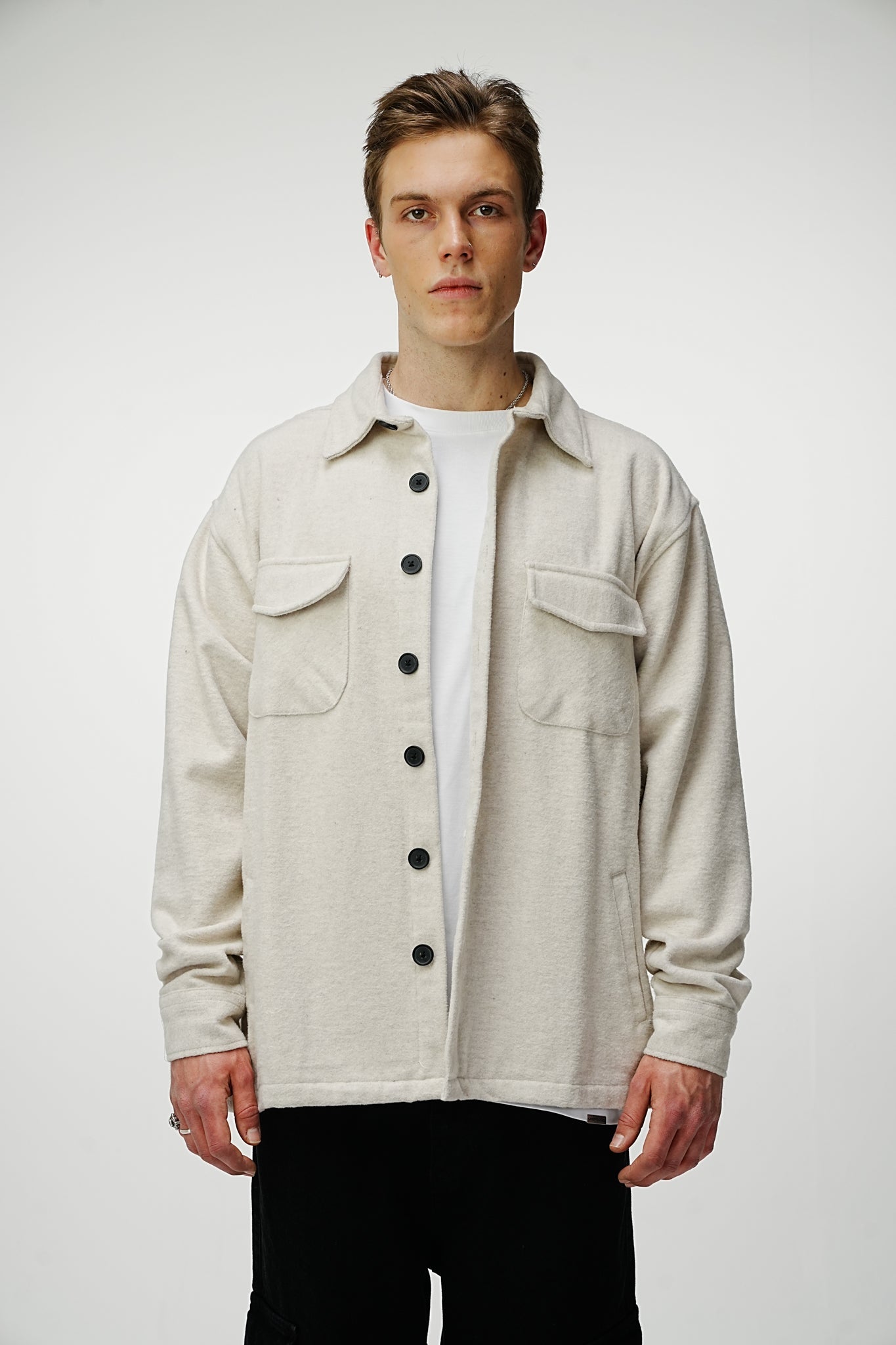 Heavy Premium Flannel Shirt Cream - UNEFFECTED STUDIOS® - Shirts & Tops - UNEFFECTED STUDIOS®