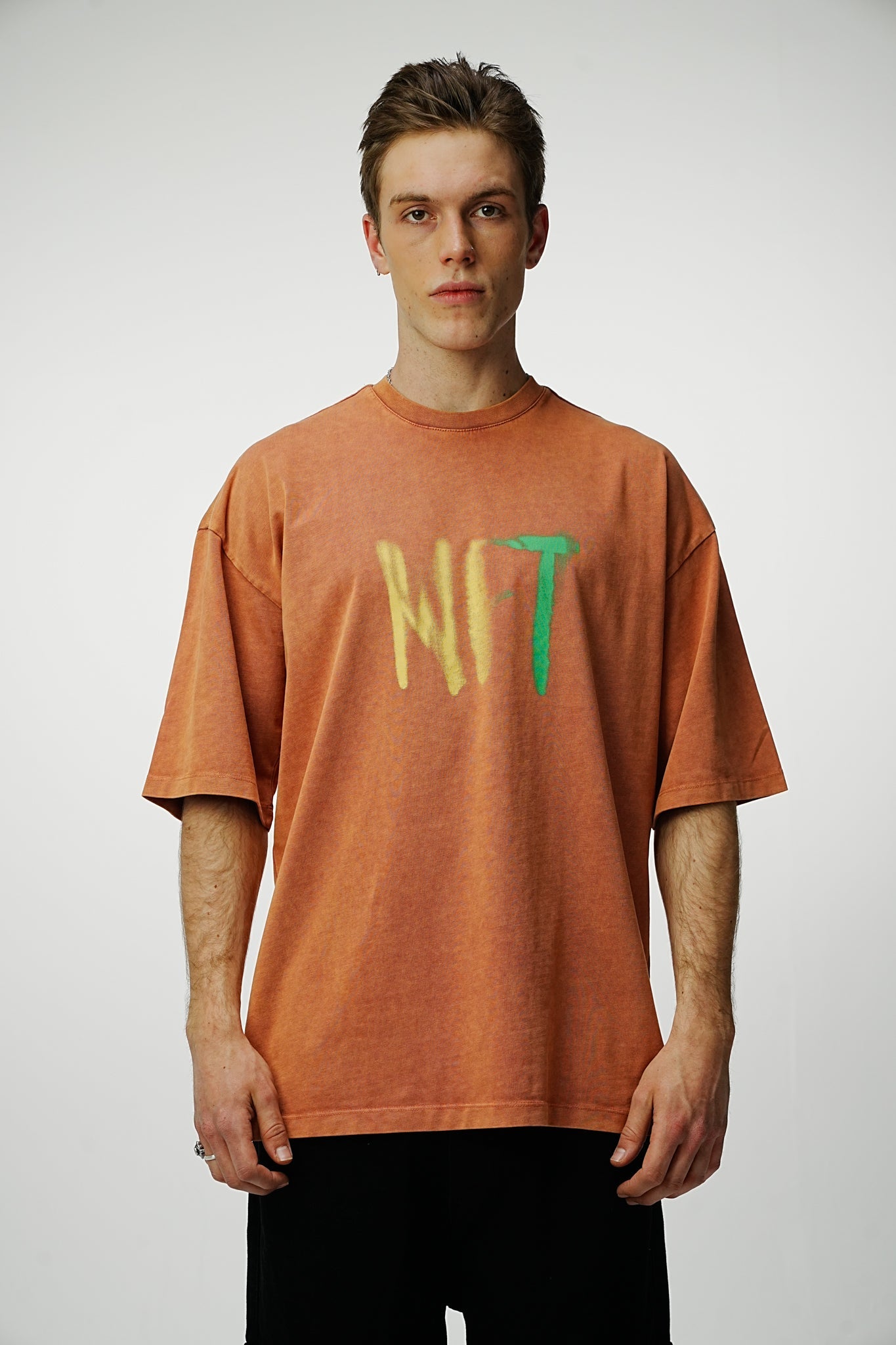 NFT Heavy Oversized Washed Tee - Orange - UNEFFECTED STUDIOS® - T-shirt - UNEFFECTED STUDIOS®