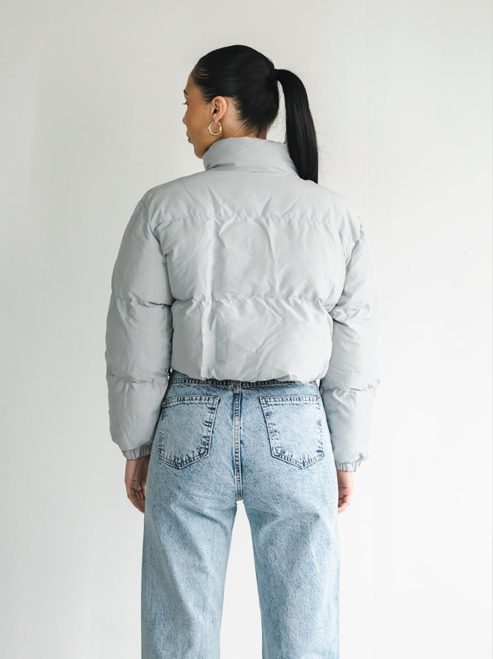 Observer Cropped Puffer Jacket - Stone Gray - UNEFFECTED STUDIOS® - Coats & Jackets - UNEFFECTED STUDIOS®