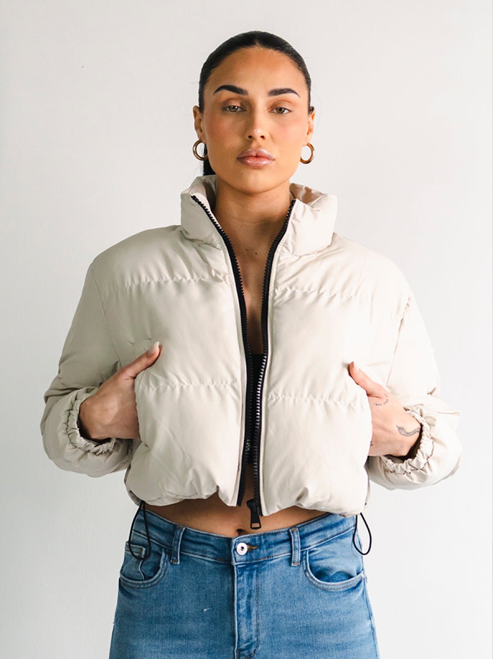 Observer Cropped Puffer Jacket - Timeless Cream - UNEFFECTED STUDIOS® - Coats & Jackets - UNEFFECTED STUDIOS®