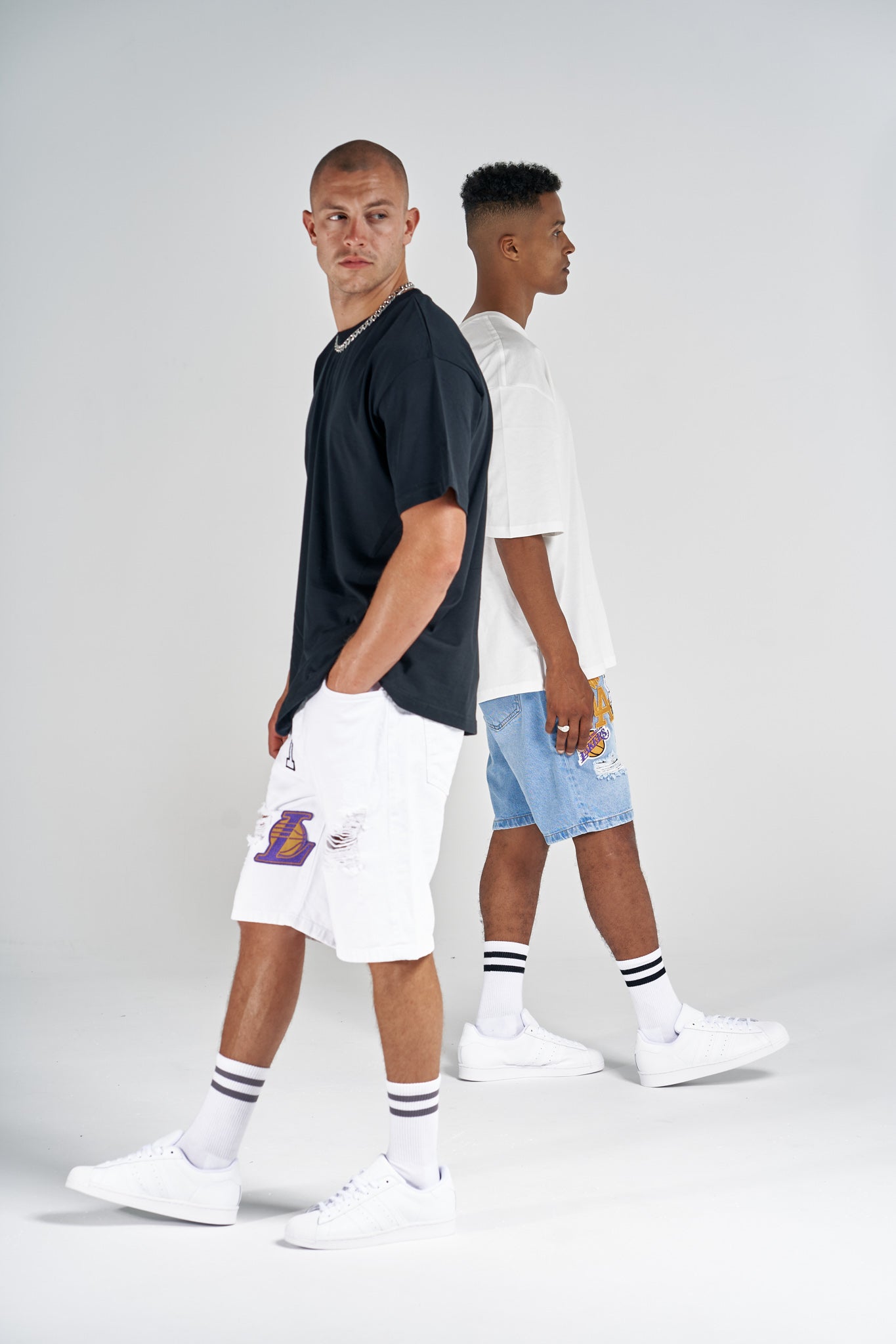 Patch Work White Ripped Shorts - UNEFFECTED STUDIOS® - Shorts - UNEFFECTED STUDIOS®
