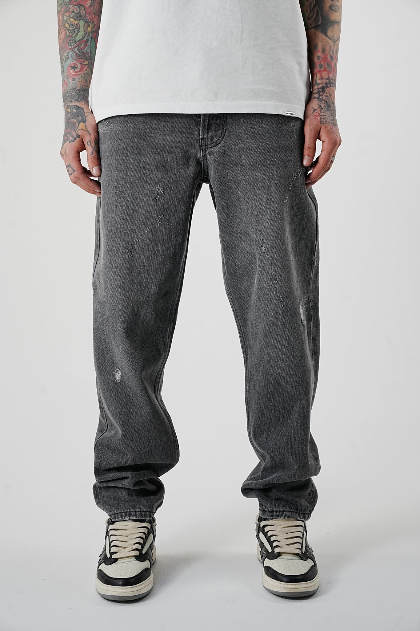 Premium Baggy Ripped Grey Jeans - UNEFFECTED STUDIOS® - JEANS - 2Y PREMIUM