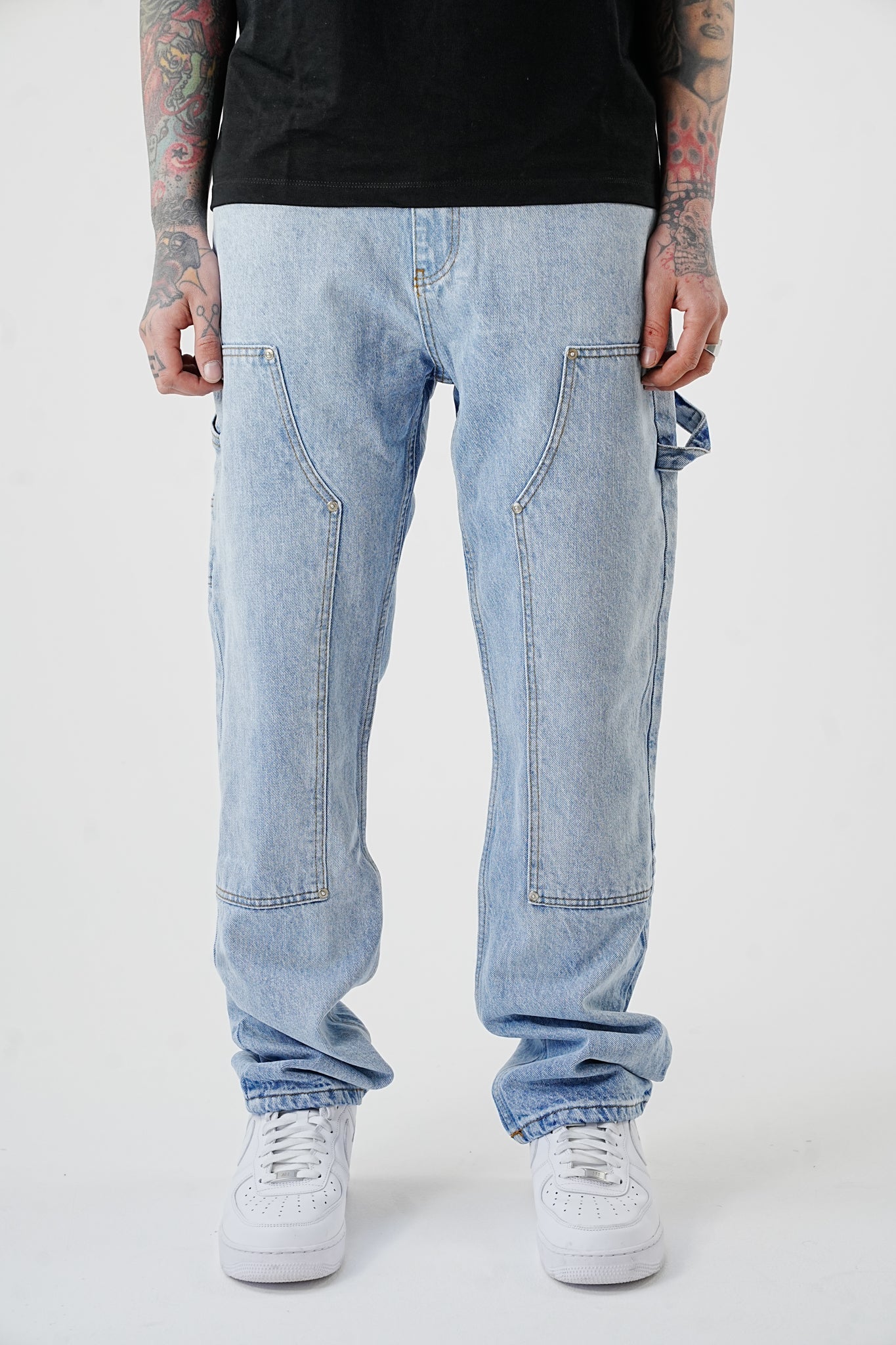 Premium Carpenter Light Blue Jeans - UNEFFECTED STUDIOS® - JEANS - UNEFFECTED STUDIOS®