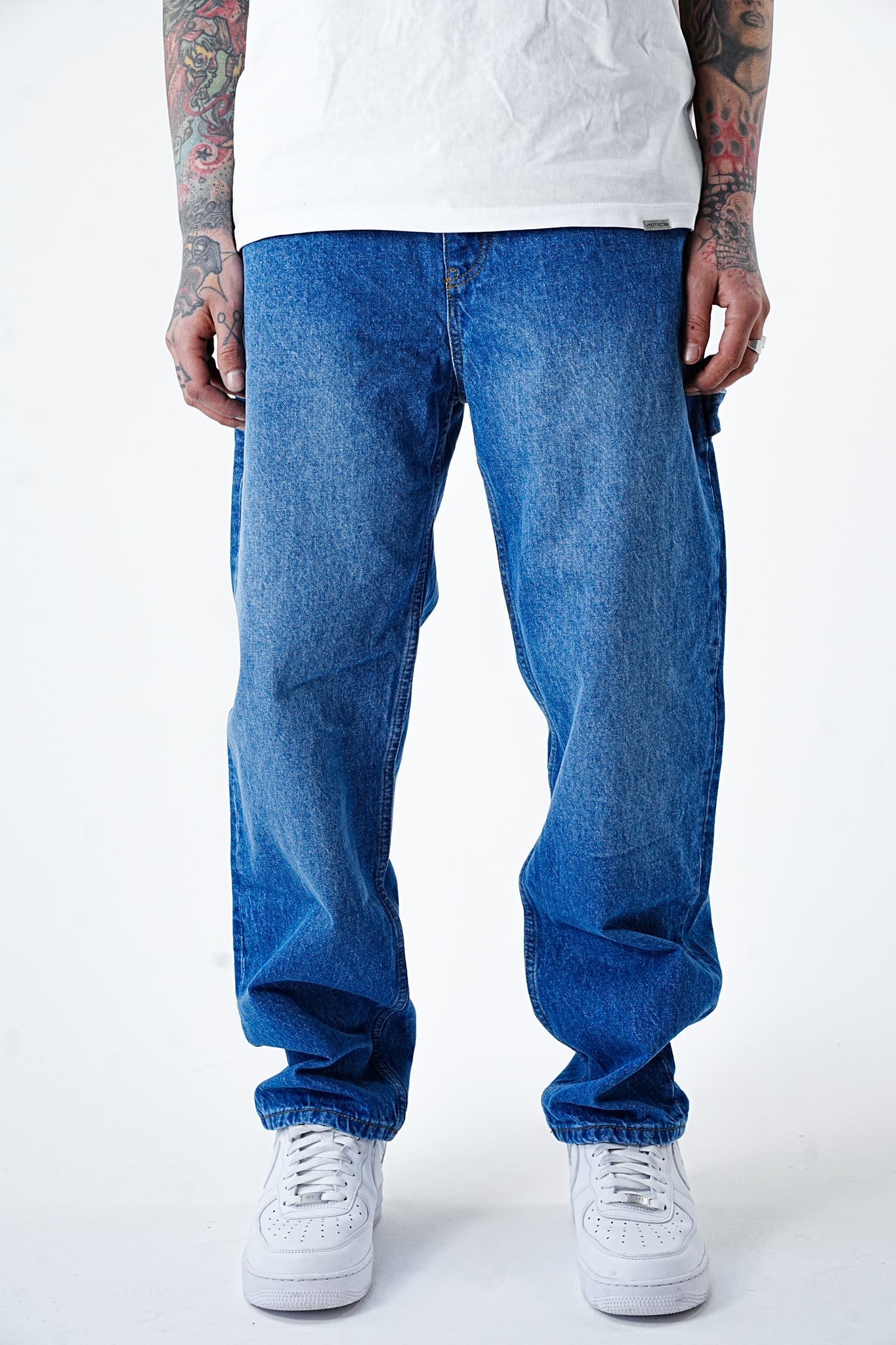 Premium Signature Wide Mid Blue Jeans - UNEFFECTED STUDIOS® - JEANS - UNEFFECTED STUDIOS®