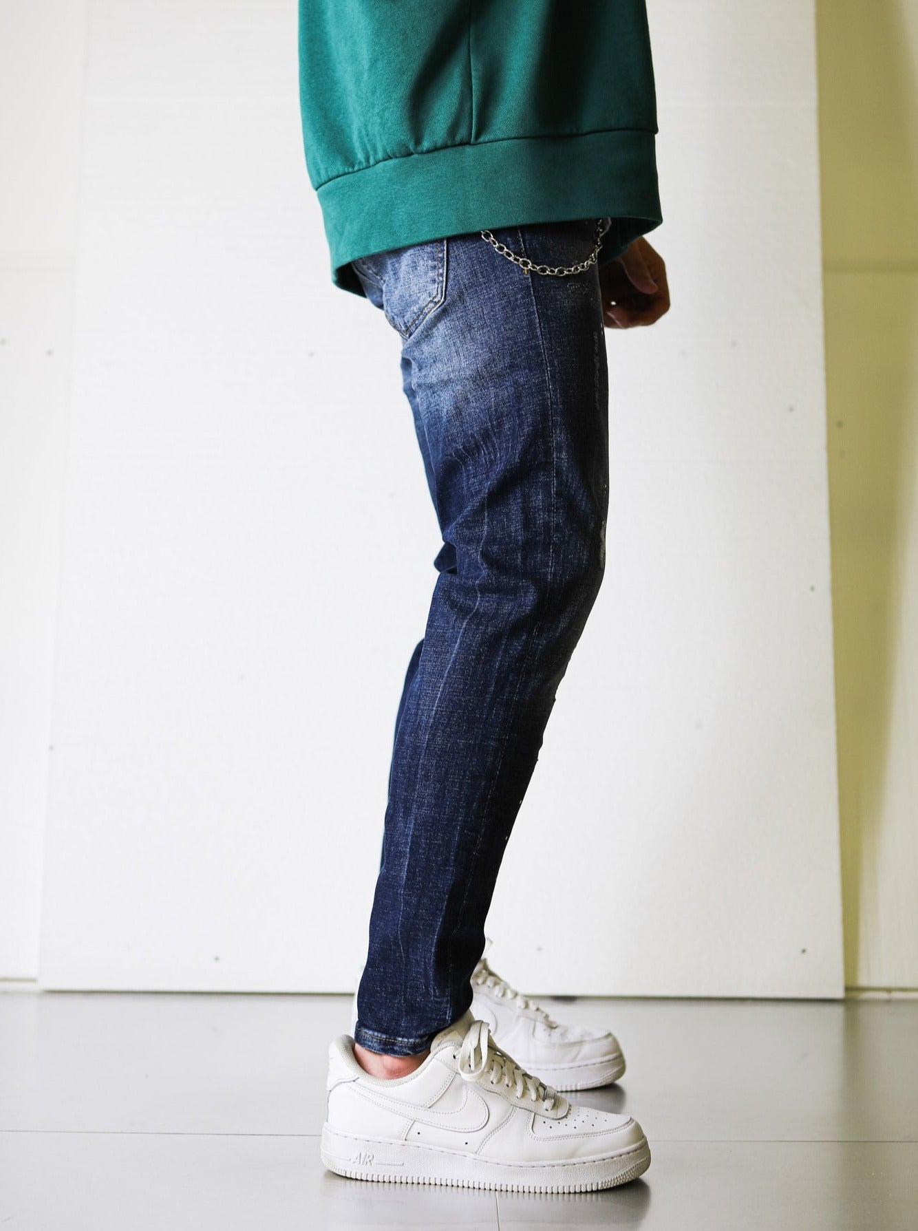 Slightly Ripped Blue Painted Denim - UNEFFECTED STUDIOS® - JEANS - UNEFFECTED