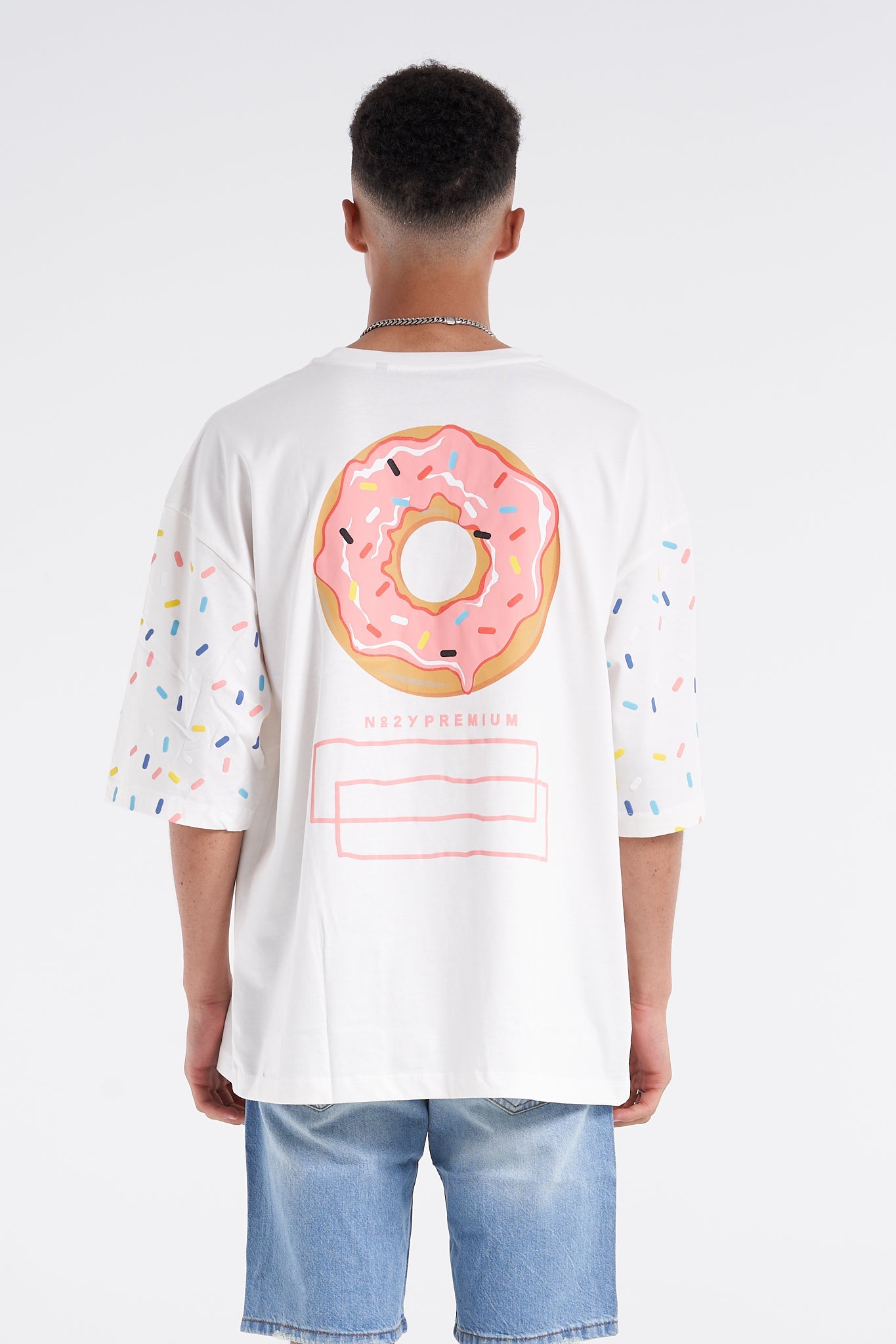 Sprinkle Donut Oversized Tee White - UNEFFECTED STUDIOS® - Shirts & Tops - UNEFFECTED STUDIOS®