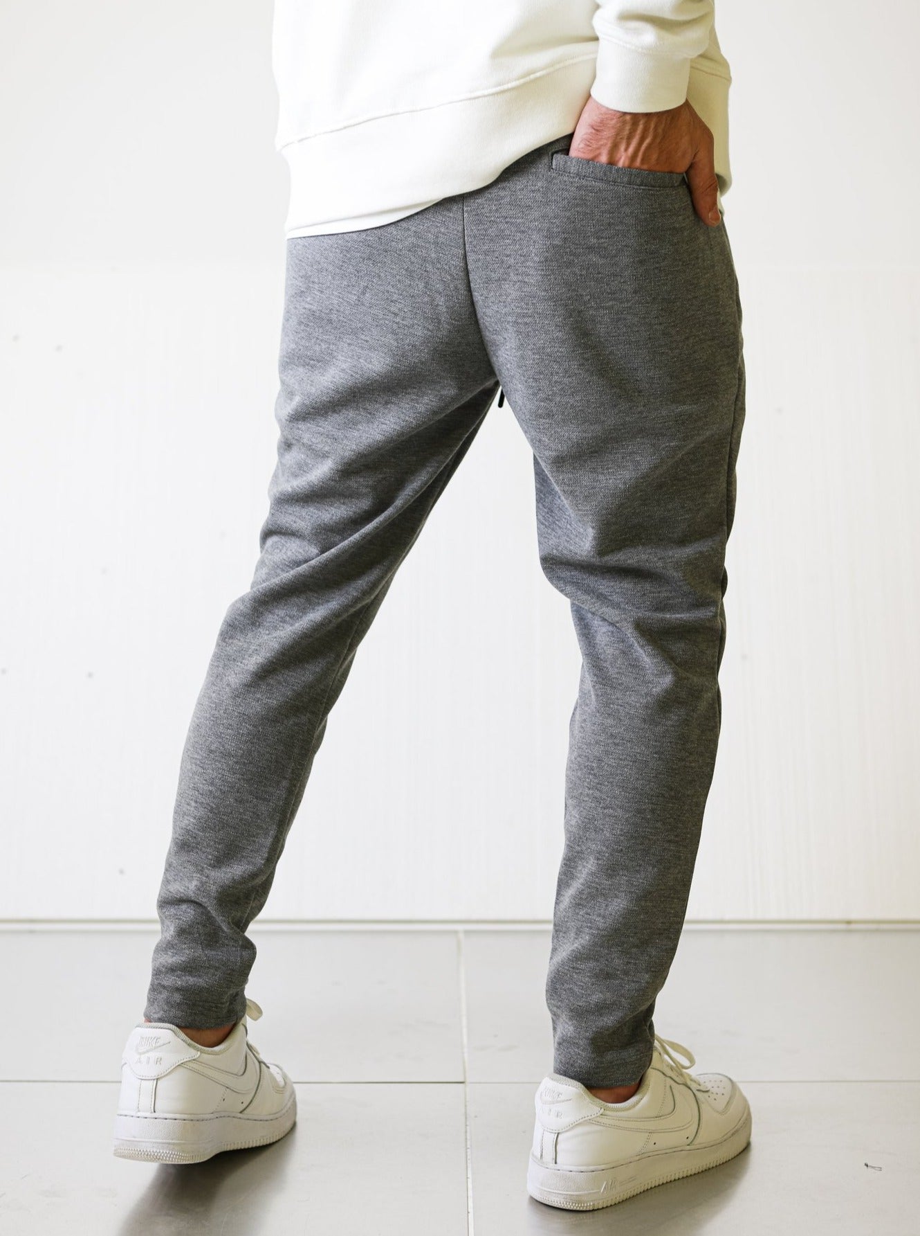 Textured Slim-fit Grey Trousers - UNEFFECTED STUDIOS® - jogger - UNEFFECTED