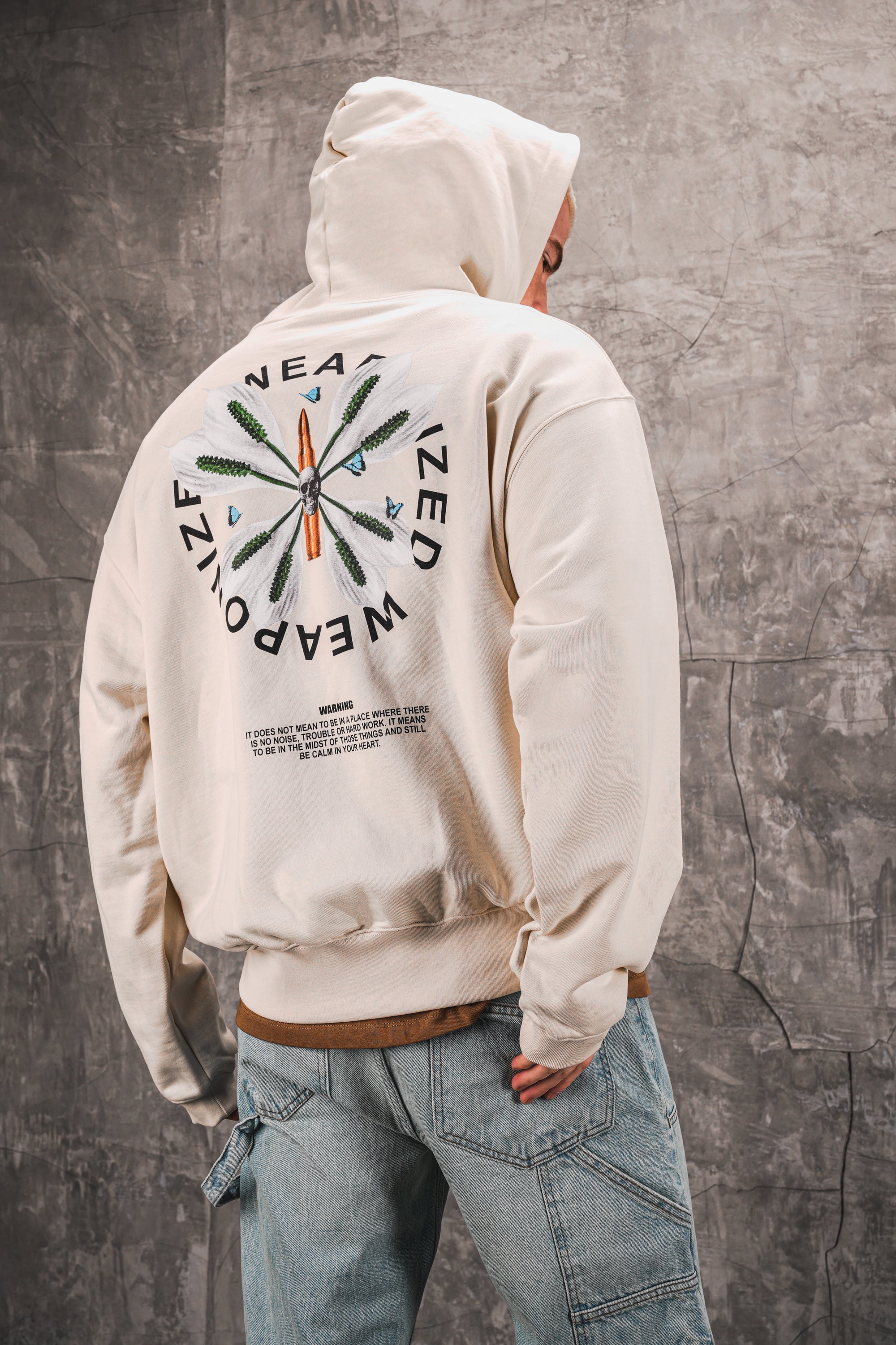 Weaponized 480GSM Oversized Hoodie - Timeless Cream - UNEFFECTED STUDIOS® - HOODIE - UNEFFECTED STUDIOS®