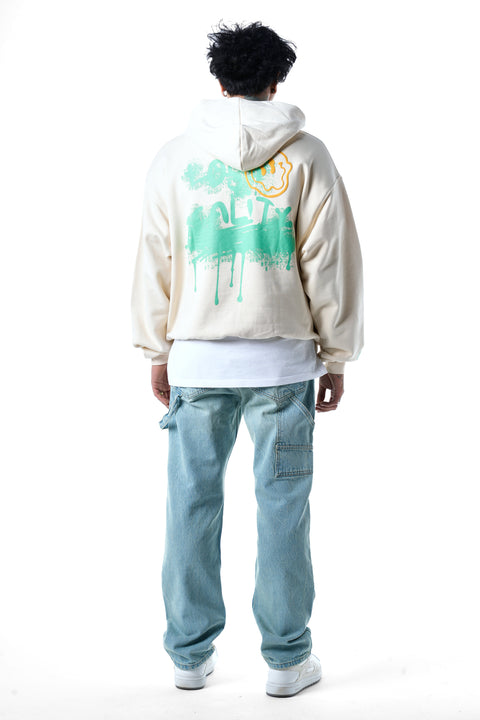 Lost Reality Vintage Washed Oversized Hoodie - Cream