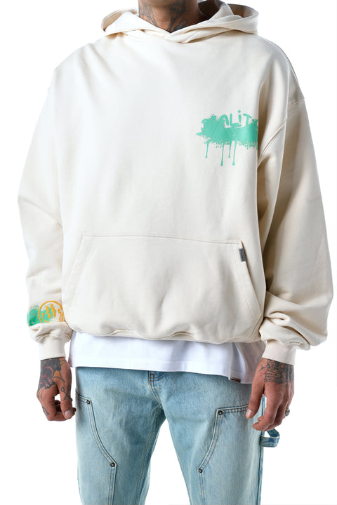 Lost Reality Vintage Washed Oversized Hoodie - Cream