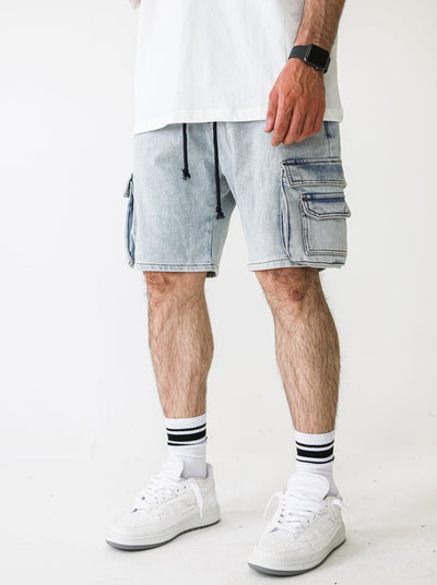 Premium Vintage Blue Cargo Denim Shorts