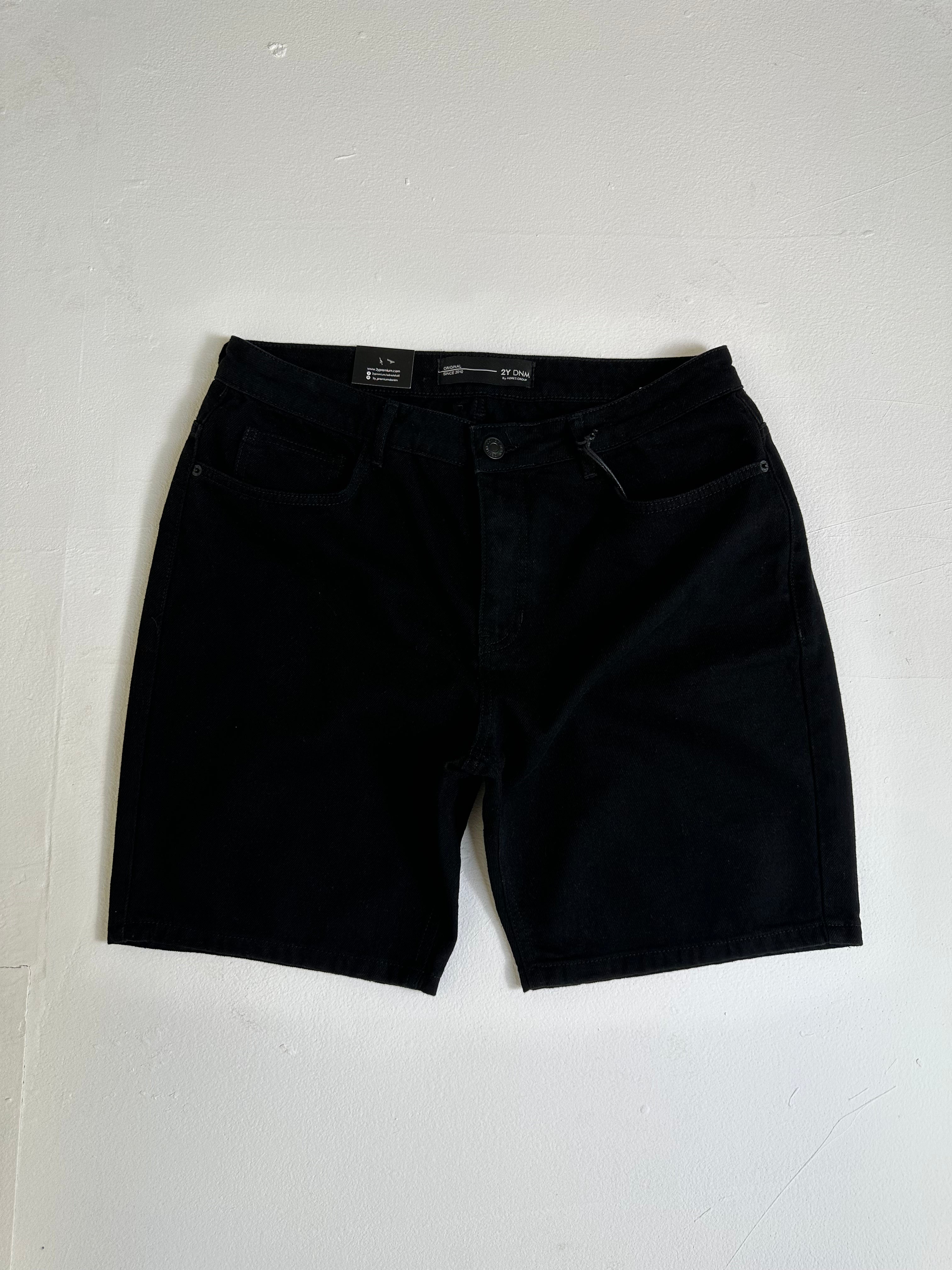 Premium Basic Black Denim Shorts