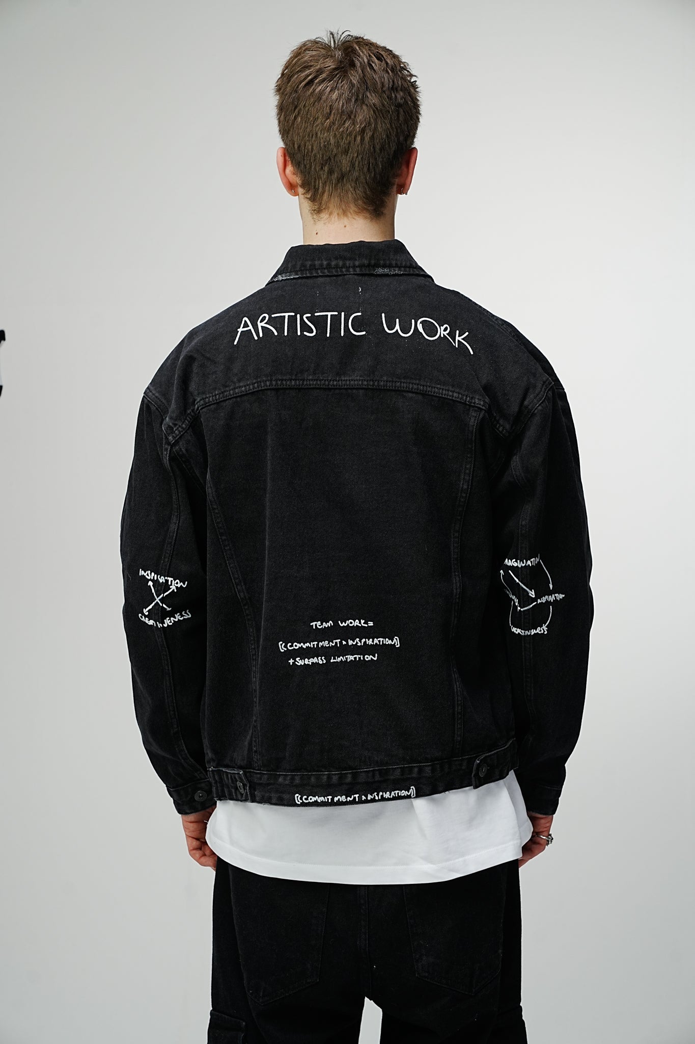 Artistic Work Printed Premium Black Denim Jacket - UNEFFECTED STUDIOS® - DENIM JACKET - UNEFFECTED STUDIOS®