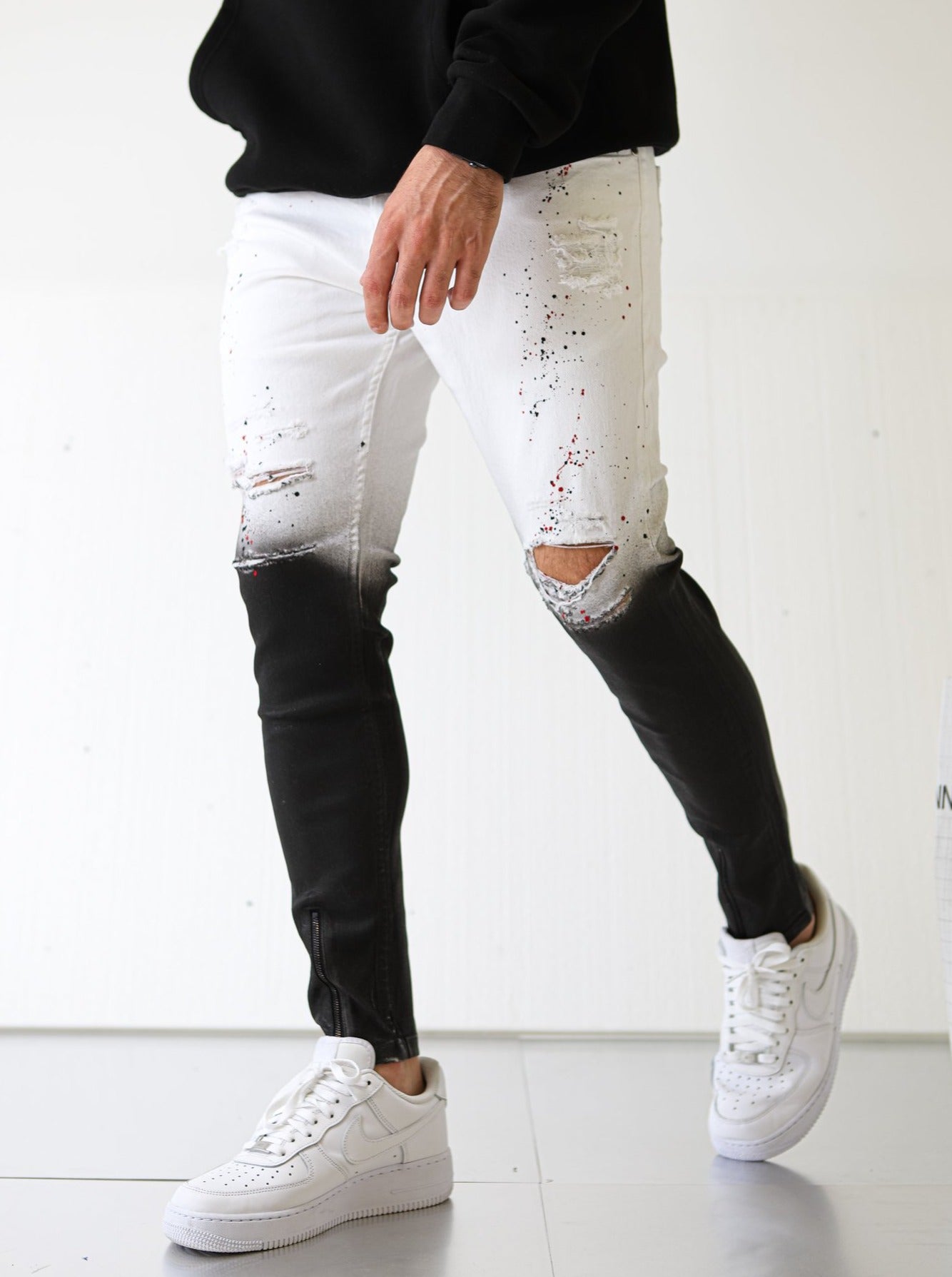 Asphalt White Black Effect Jeans - UNEFFECTED STUDIOS® - JEANS - UNEFFECTED