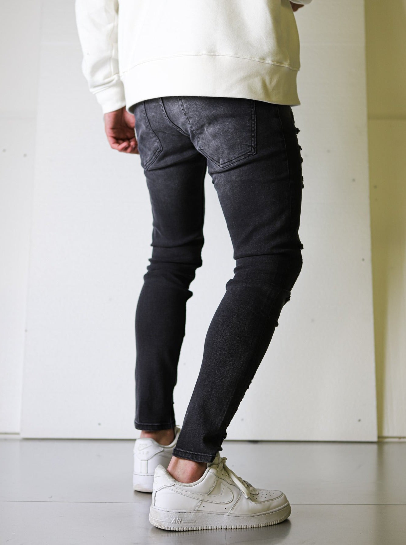 Black Fade Ripped Skinny Jeans - UNEFFECTED STUDIOS® - JEANS - UNEFFECTED