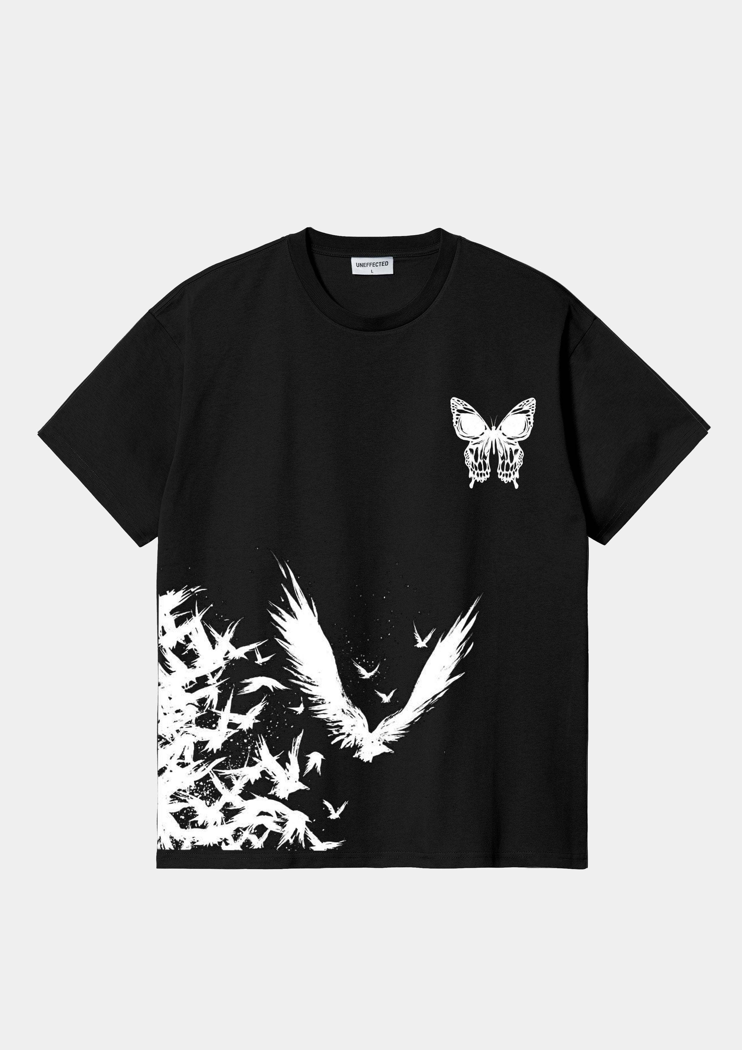 Butterfly Effect Relaxed Tee Black - UNEFFECTED STUDIOS® - T - shirt - UNEFFECTED STUDIOS®