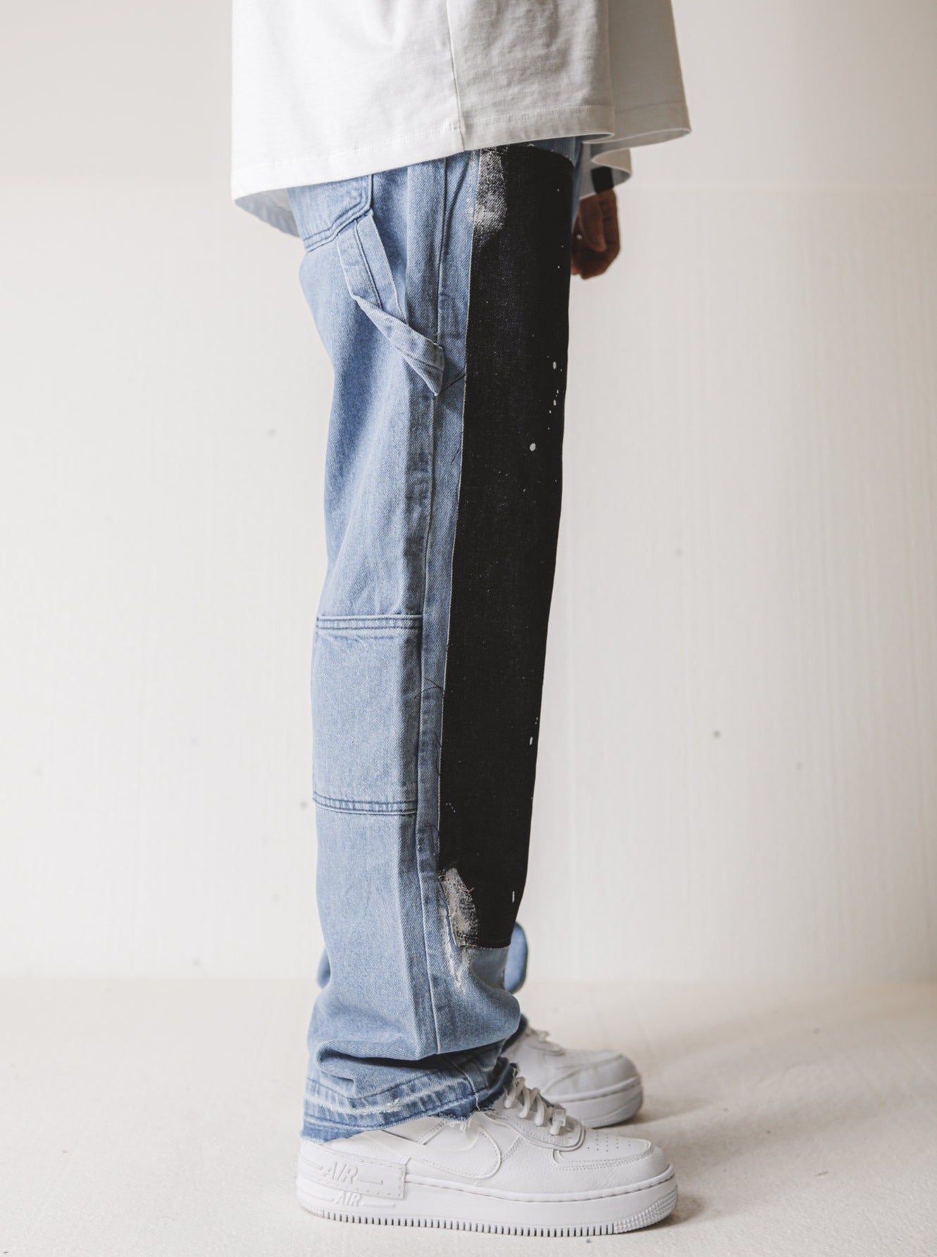 Carpenter Wide Fit Blue Painted Jeans - UNEFFECTED STUDIOS® - JEANS - UNEFFECTED STUDIOS®