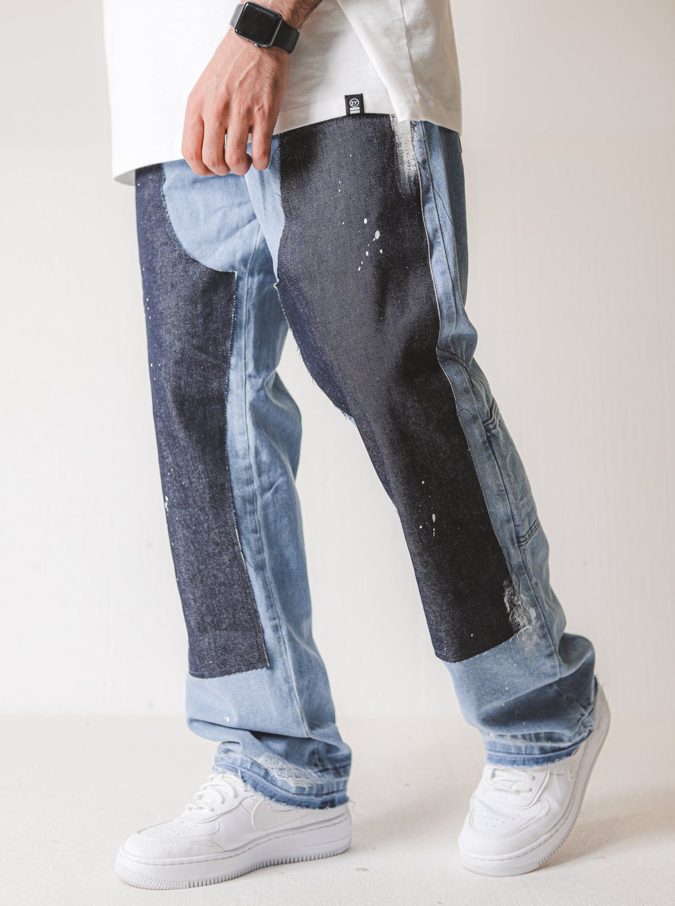 Carpenter Wide Fit Blue Painted Jeans - UNEFFECTED STUDIOS® - JEANS - UNEFFECTED STUDIOS®