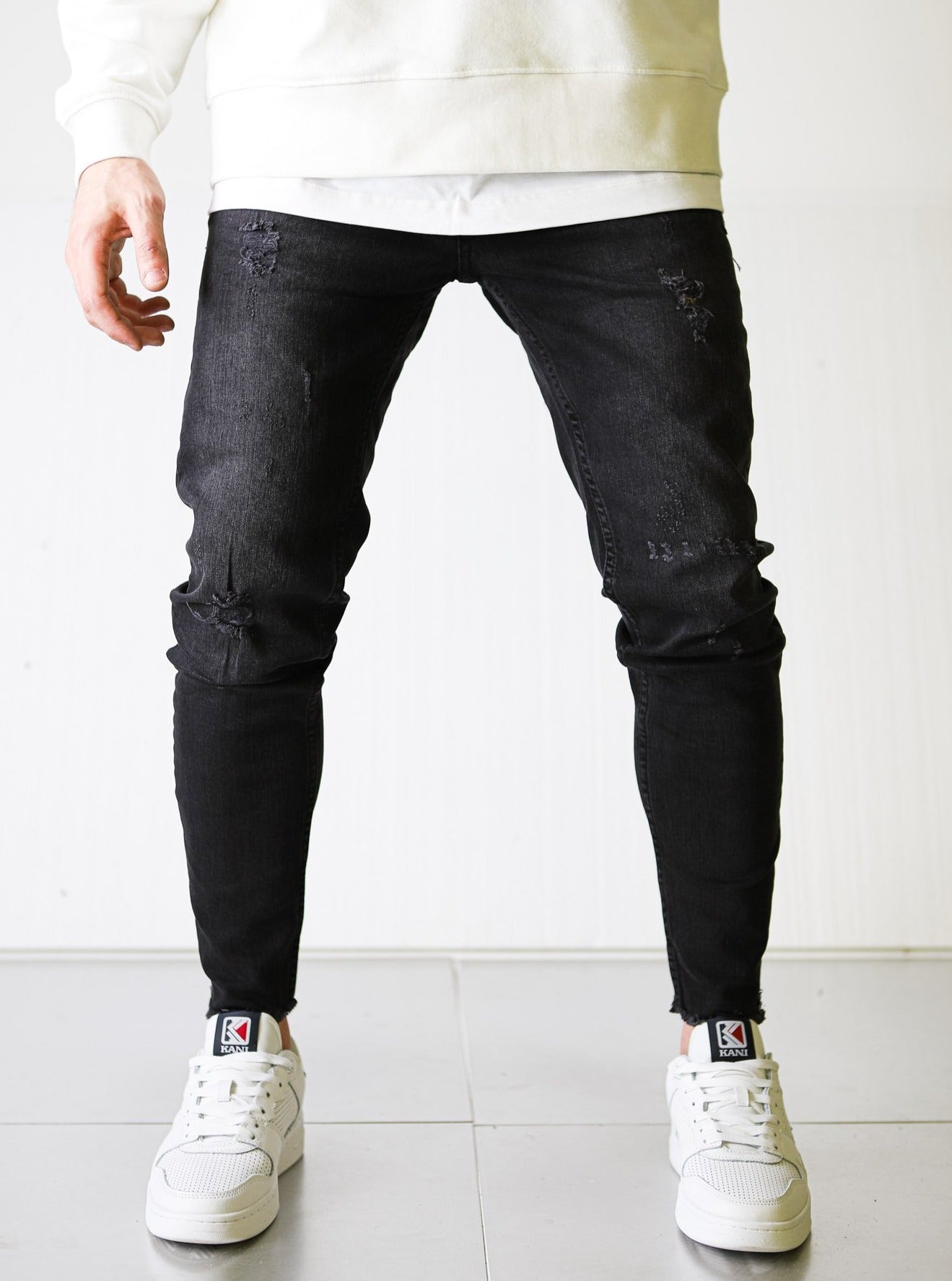Cropped Ripped Premium Black Jeans - UNEFFECTED STUDIOS® - JEANS - UNEFFECTED