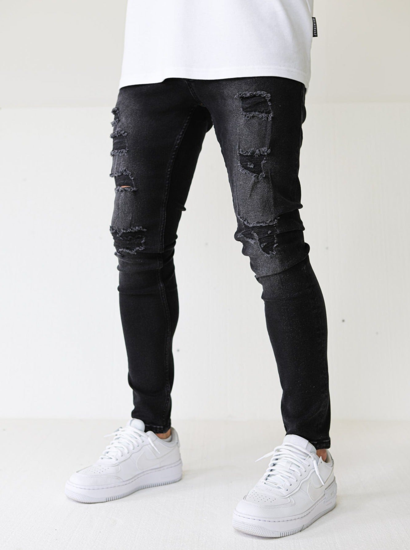 Distressed Premium Black Jeans - UNEFFECTED STUDIOS® - JEANS - UNEFFECTED STUDIOS®