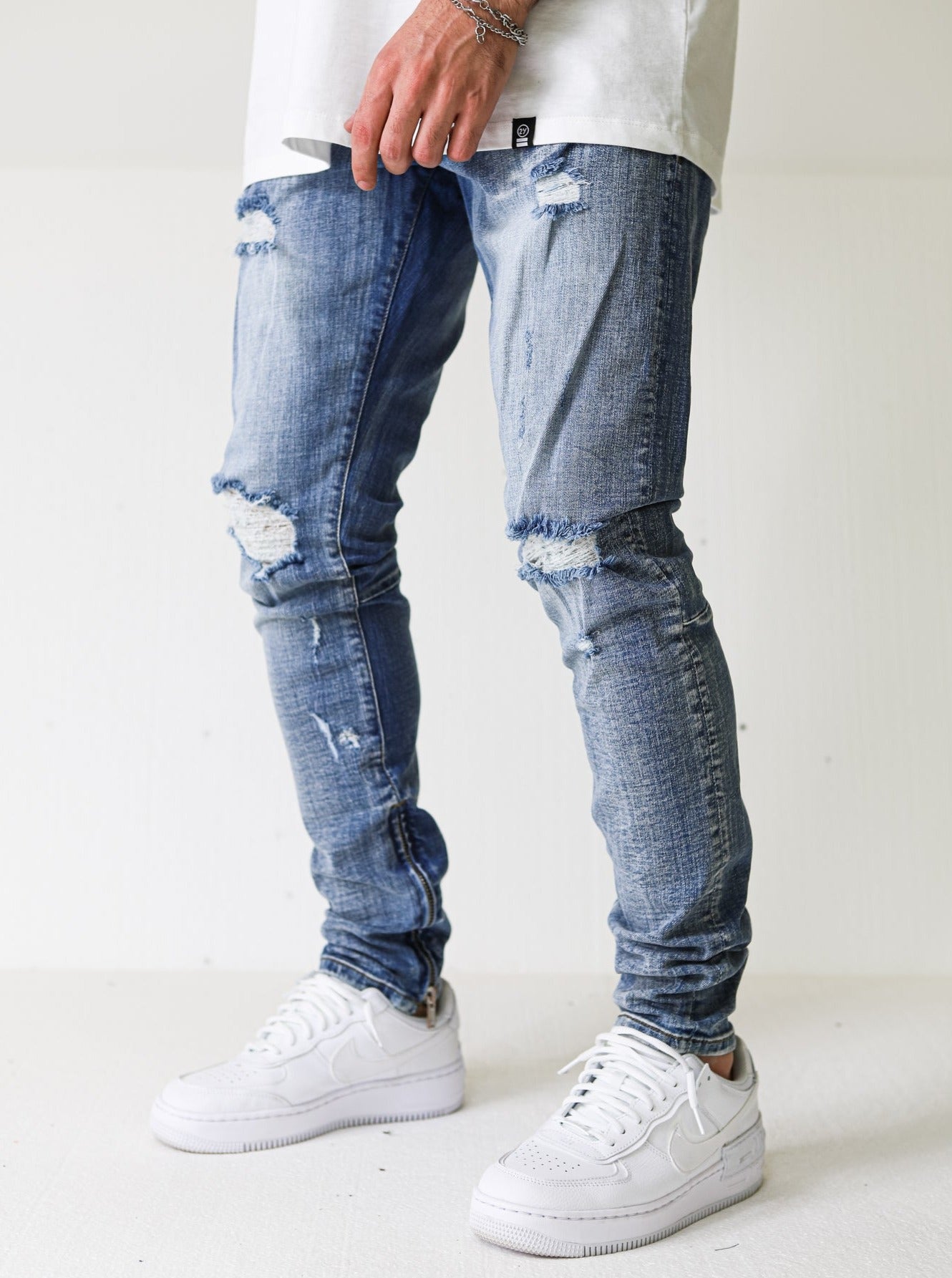 Distressed Ripped Premium Blue Jeans - UNEFFECTED STUDIOS® - JEANS - UNEFFECTED STUDIOS®