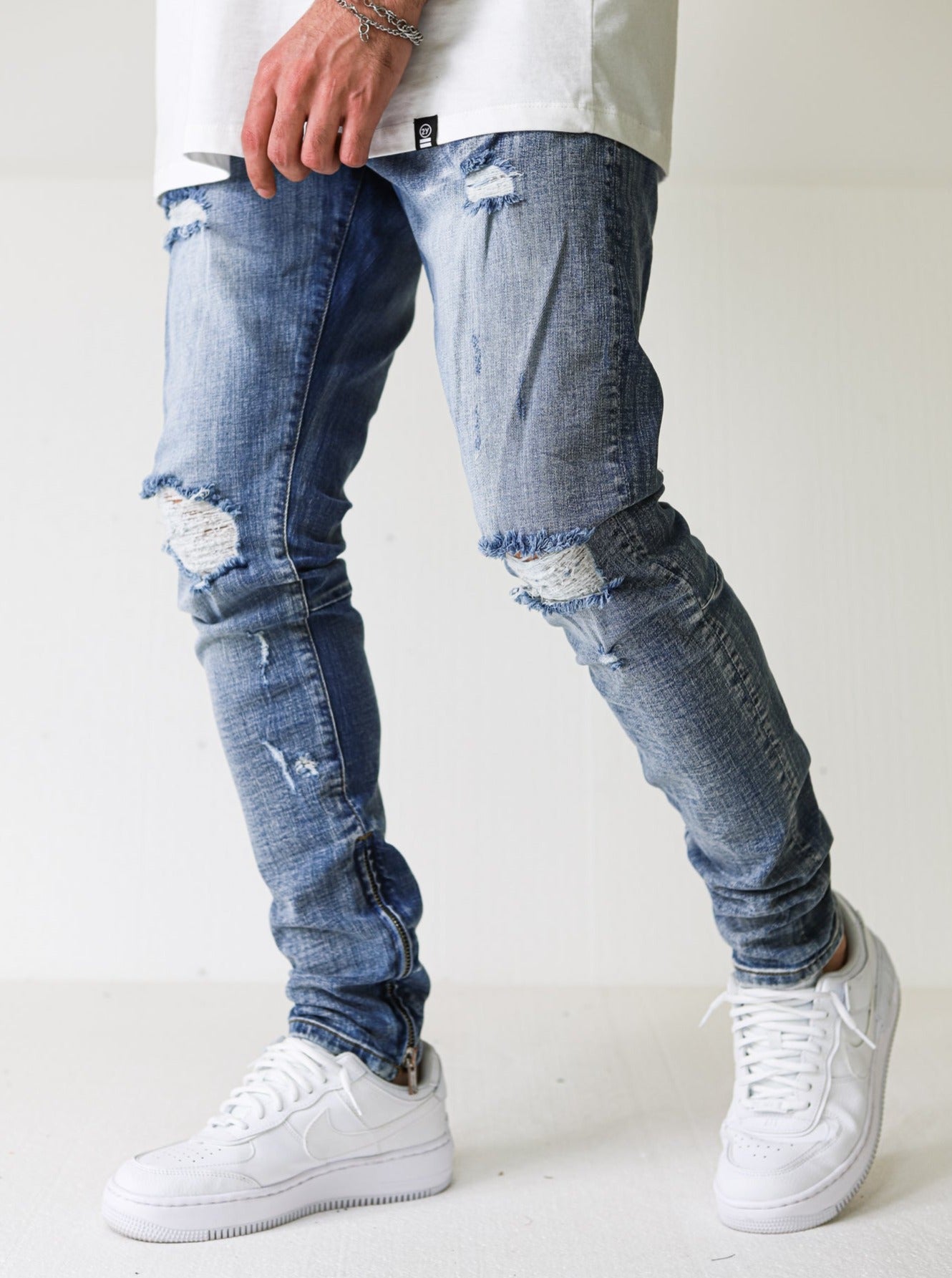 Distressed Ripped Premium Blue Jeans - UNEFFECTED STUDIOS® - JEANS - UNEFFECTED STUDIOS®