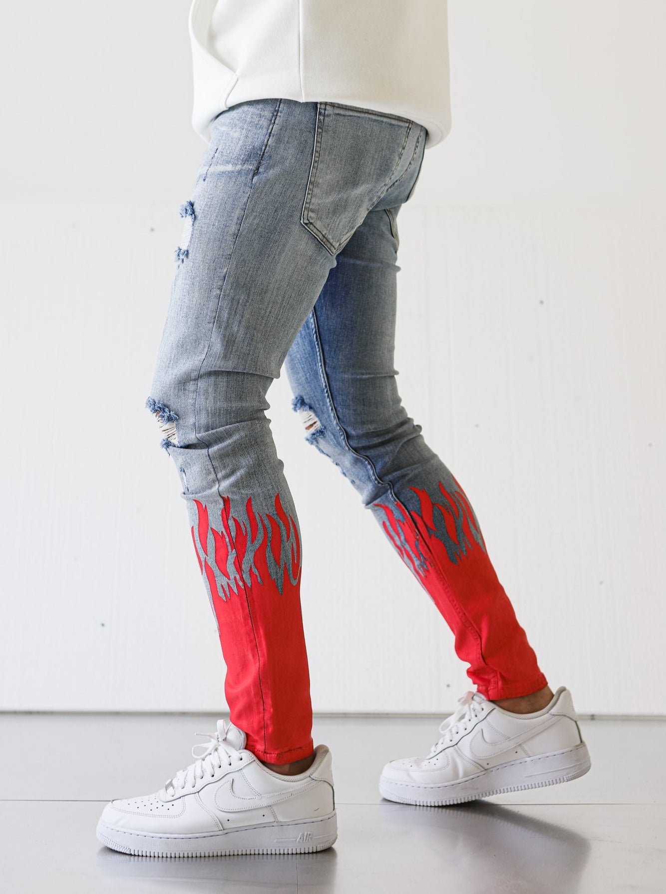 Flame Ripped Denim - UNEFFECTED STUDIOS® - JEANS - UNEFFECTED