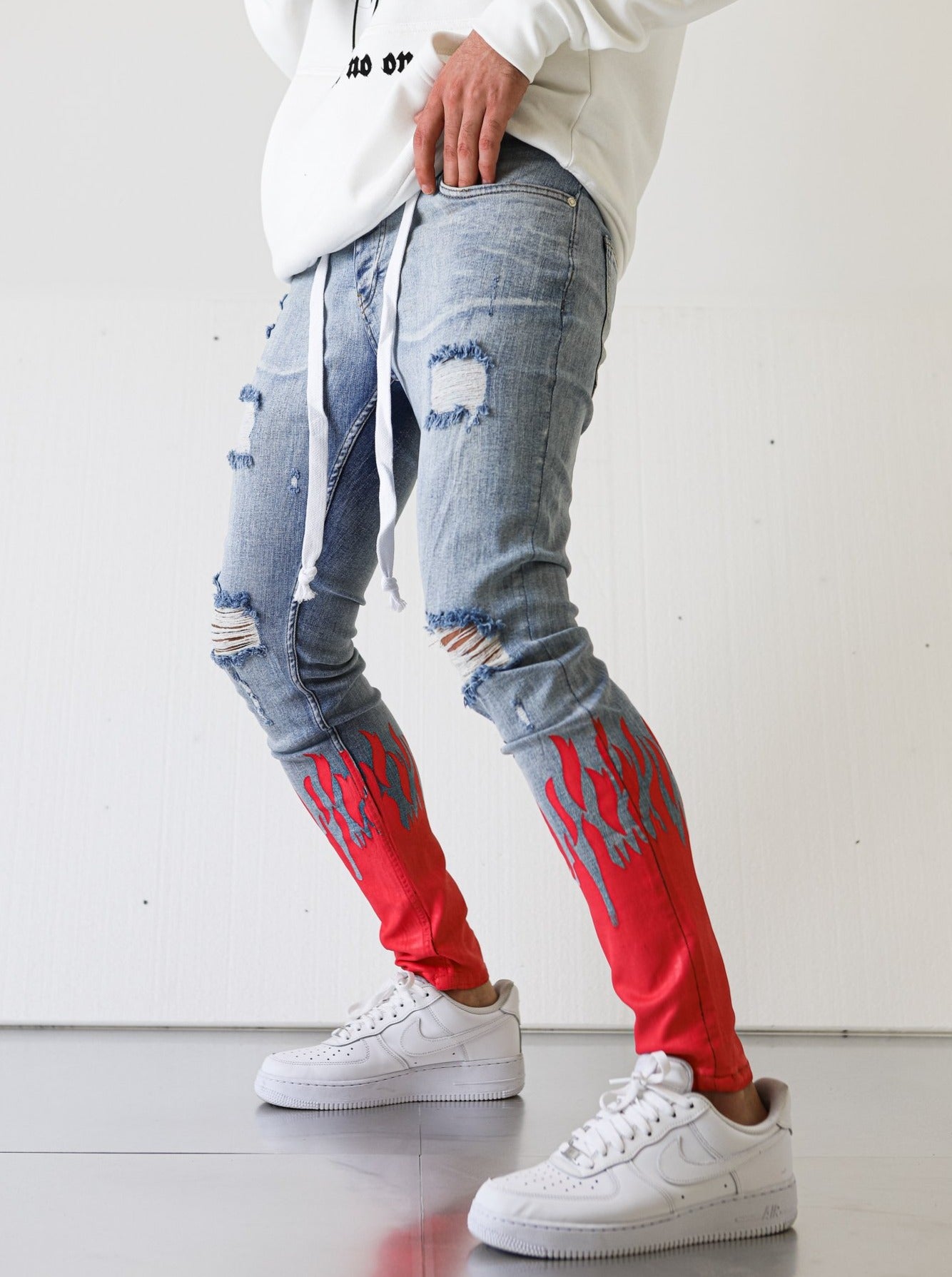Flame Ripped Denim - UNEFFECTED STUDIOS® - JEANS - UNEFFECTED