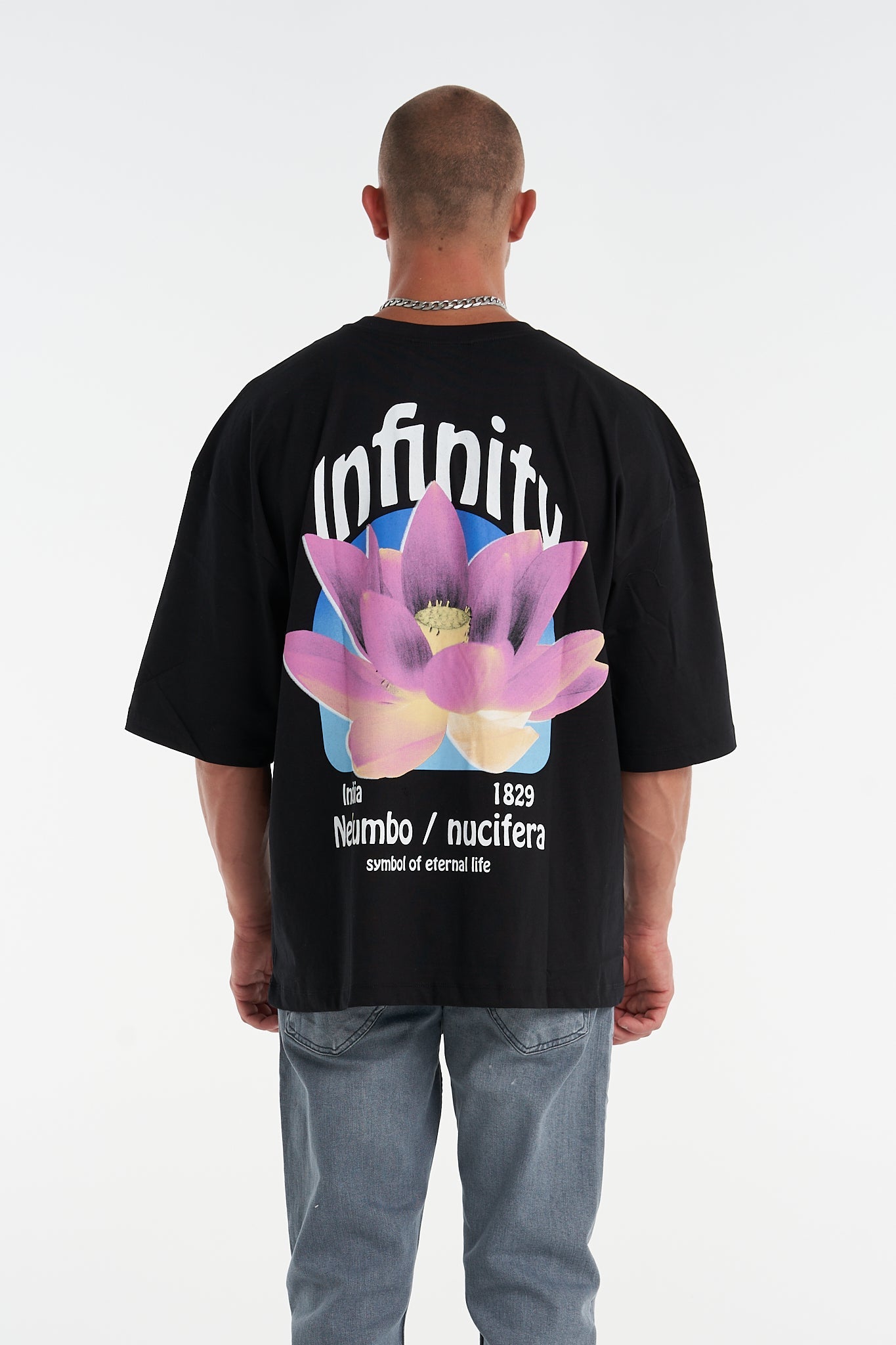 Infinity Nucifera Oversized Tee Black - UNEFFECTED STUDIOS® - Shirts & Tops - UNEFFECTED STUDIOS®
