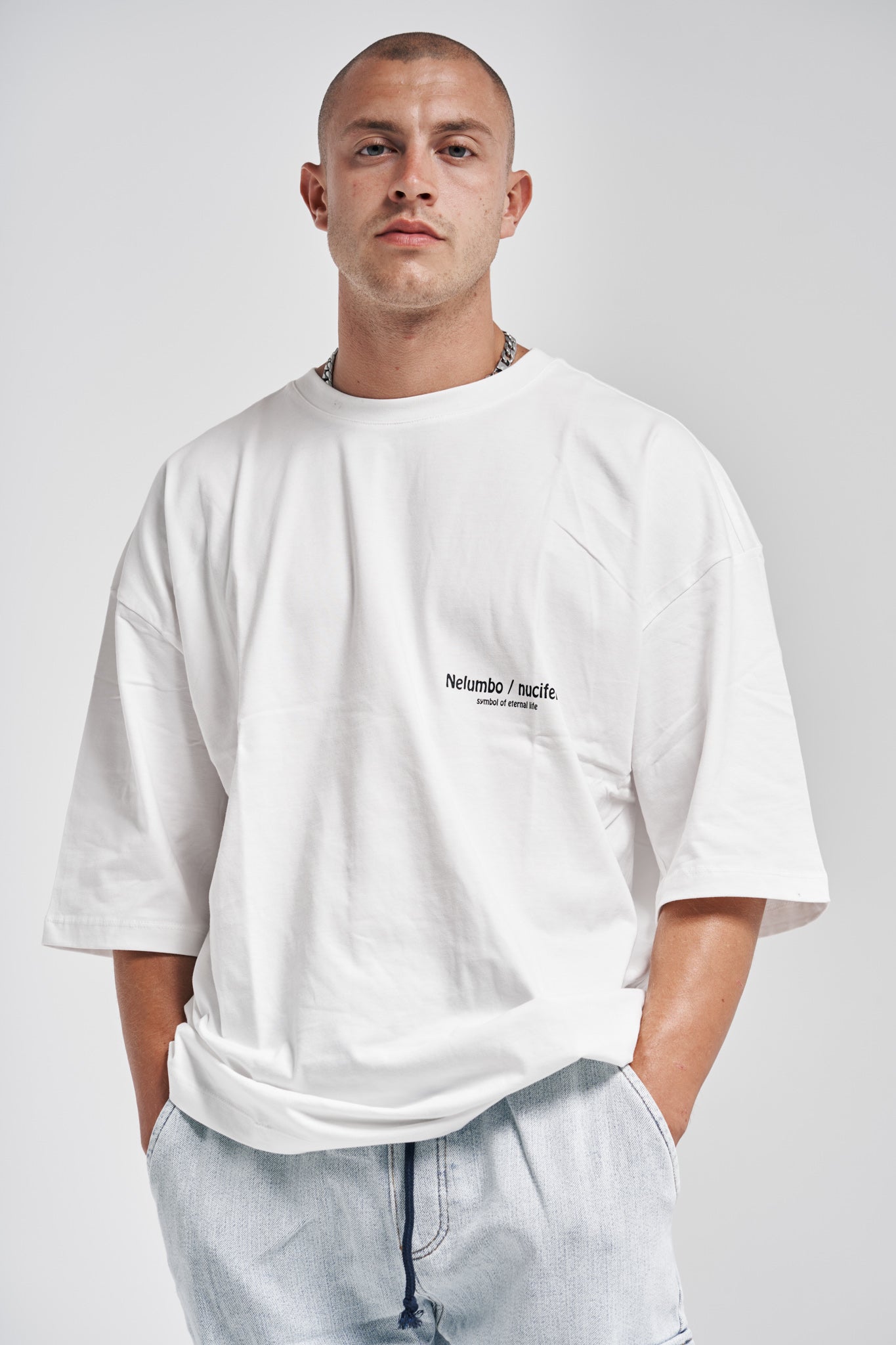 Infinity Nucifera Oversized Tee White - UNEFFECTED STUDIOS® - Shirts & Tops - UNEFFECTED STUDIOS®