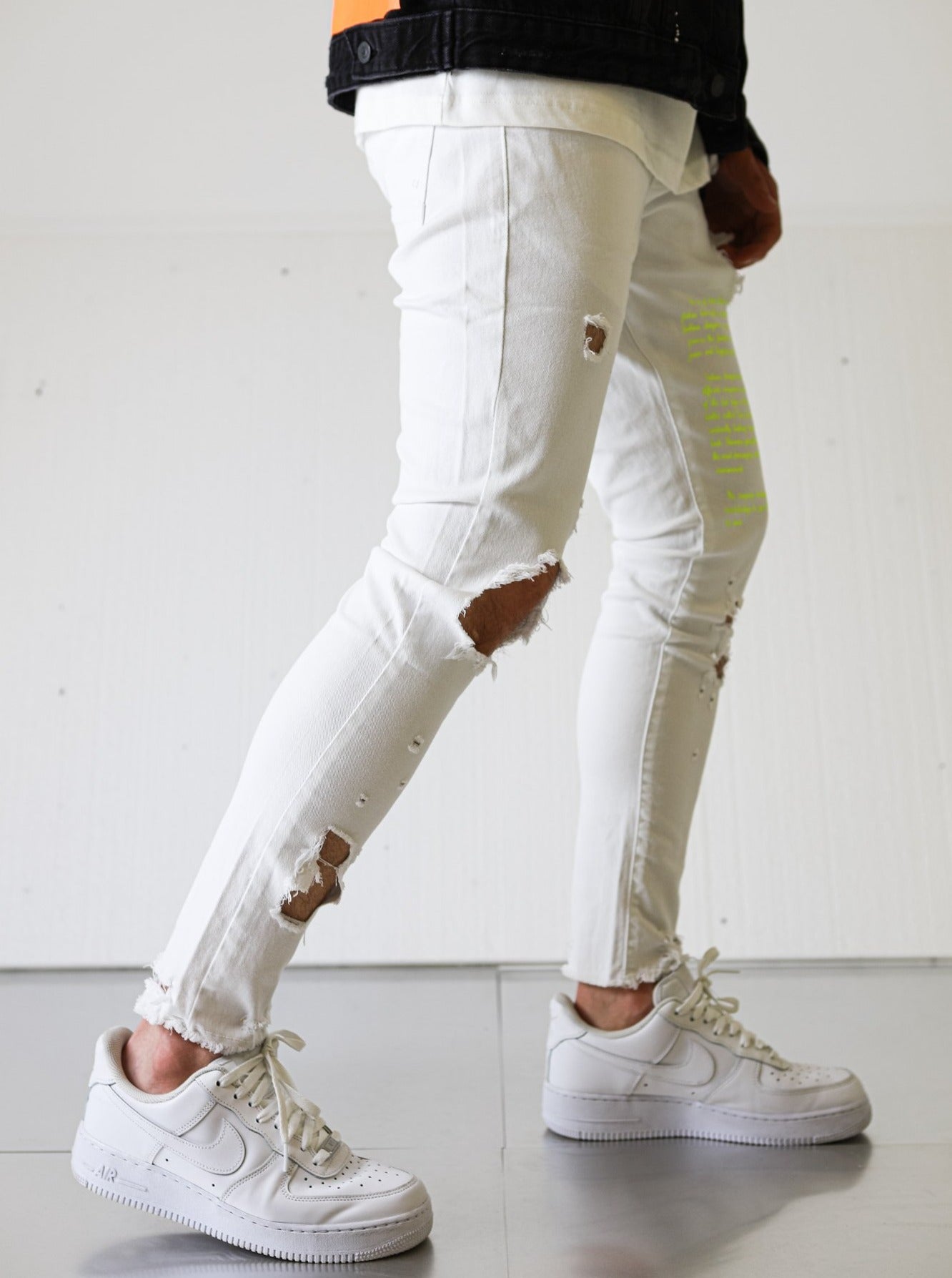 Painted Ripped White Skinny Jeans - UNEFFECTED STUDIOS® - JEANS - UNEFFECTED