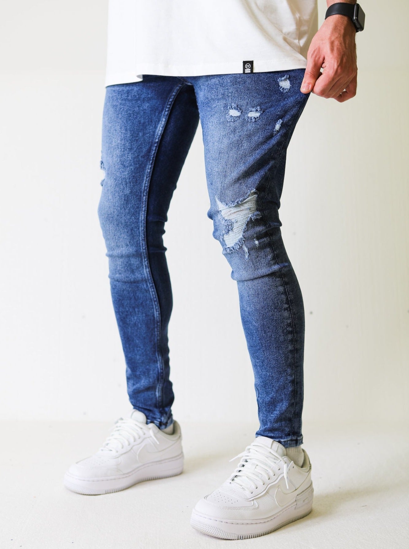 Premium 4X Stretch Claw Ripped Blue Jeans - UNEFFECTED STUDIOS® - JEANS - UNEFFECTED STUDIOS®