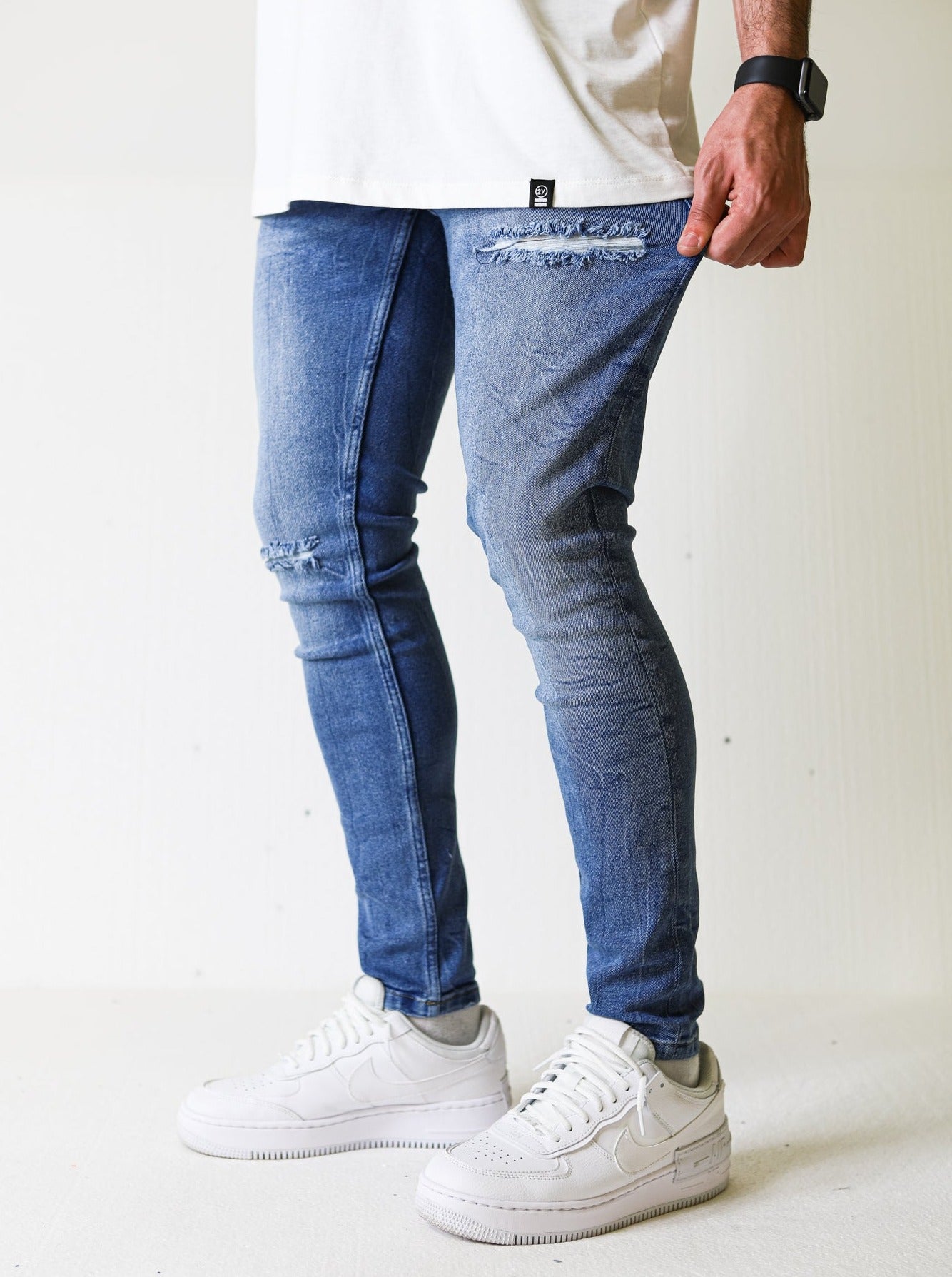 Premium 4X Stretch Ripped Blue Jeans - UNEFFECTED STUDIOS® - JEANS - UNEFFECTED STUDIOS®