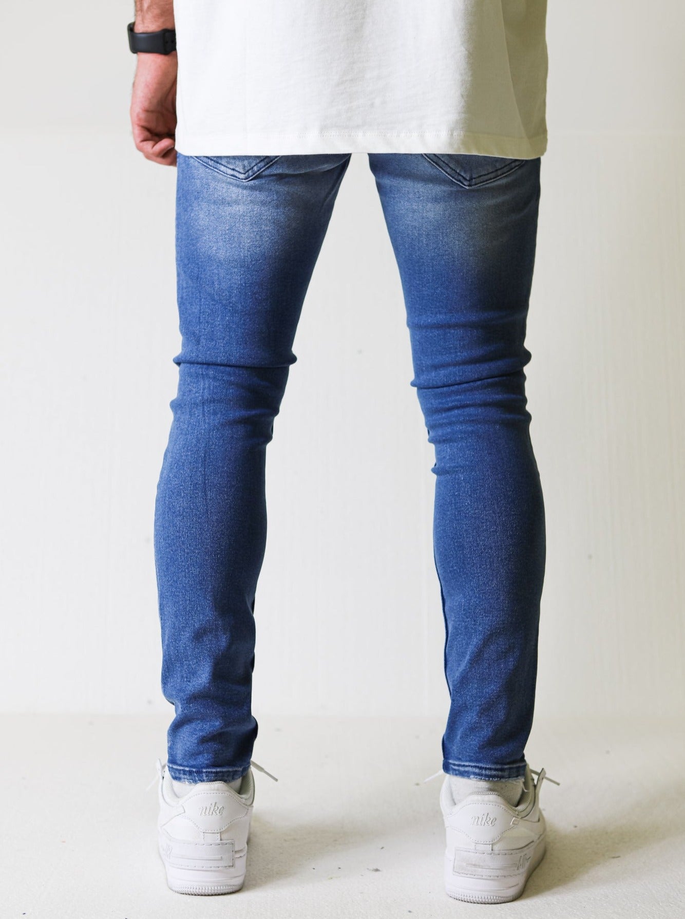Premium 4X Stretch Ripped Blue Spray Jeans - UNEFFECTED STUDIOS® - JEANS - UNEFFECTED STUDIOS®