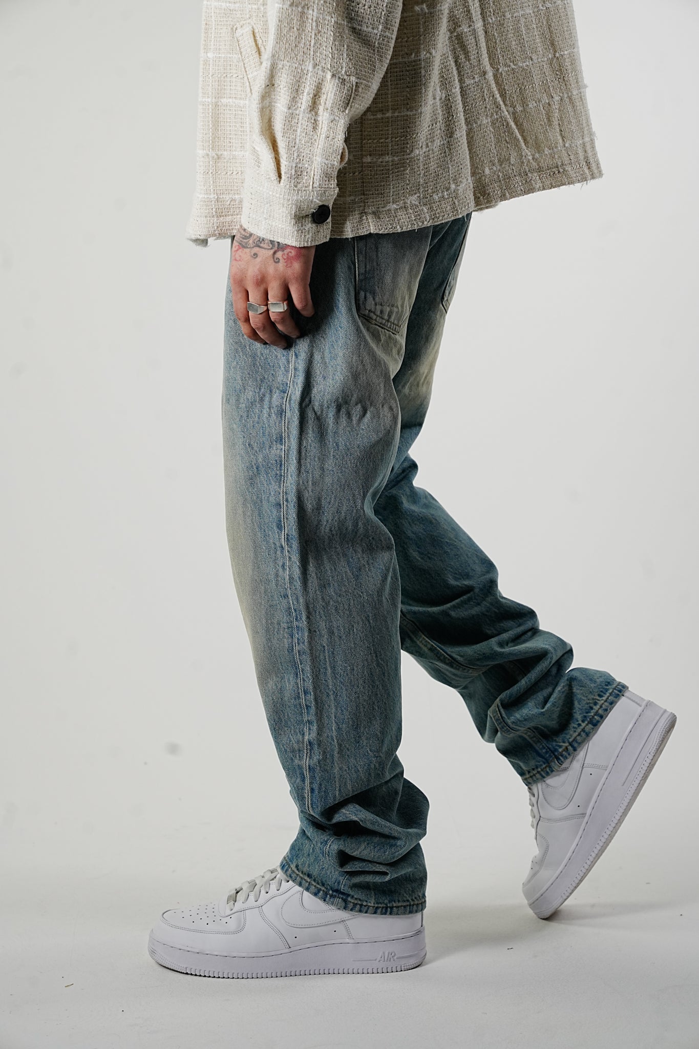 Premium Baggy Sand Washed Jeans - UNEFFECTED STUDIOS® - JEANS - UNEFFECTED STUDIOS®