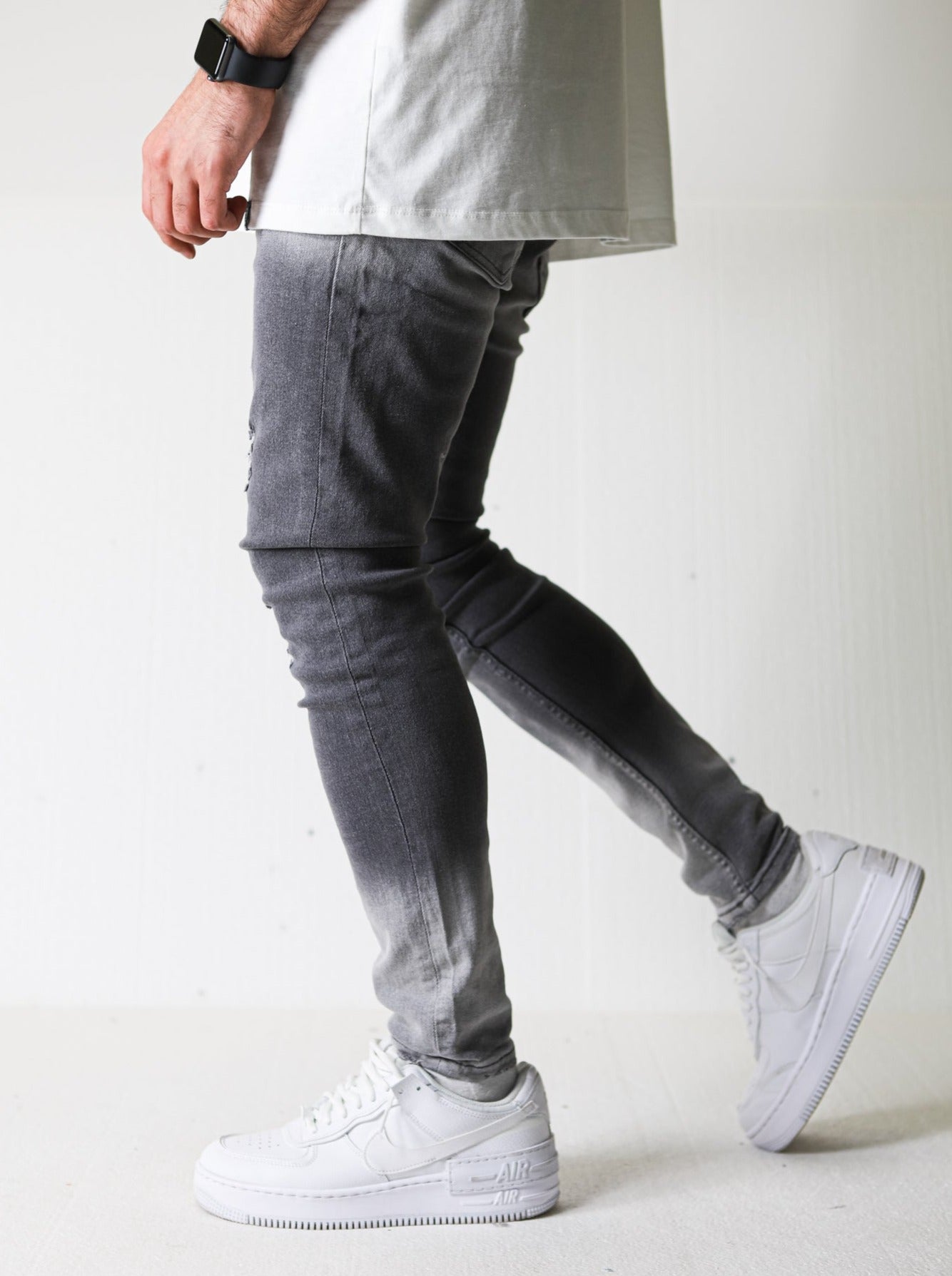 Premium Degrade Ripped Grey Jeans - UNEFFECTED STUDIOS® - JEANS - UNEFFECTED STUDIOS®