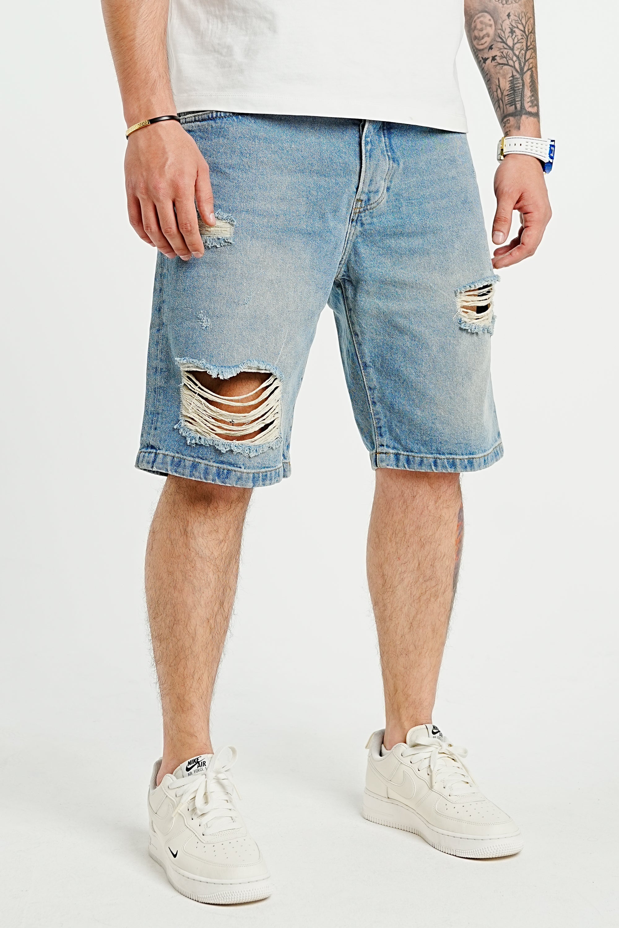 Premium Distressed Blue Denim Shorts - UNEFFECTED STUDIOS® - Shorts - 2Y PREMIUM