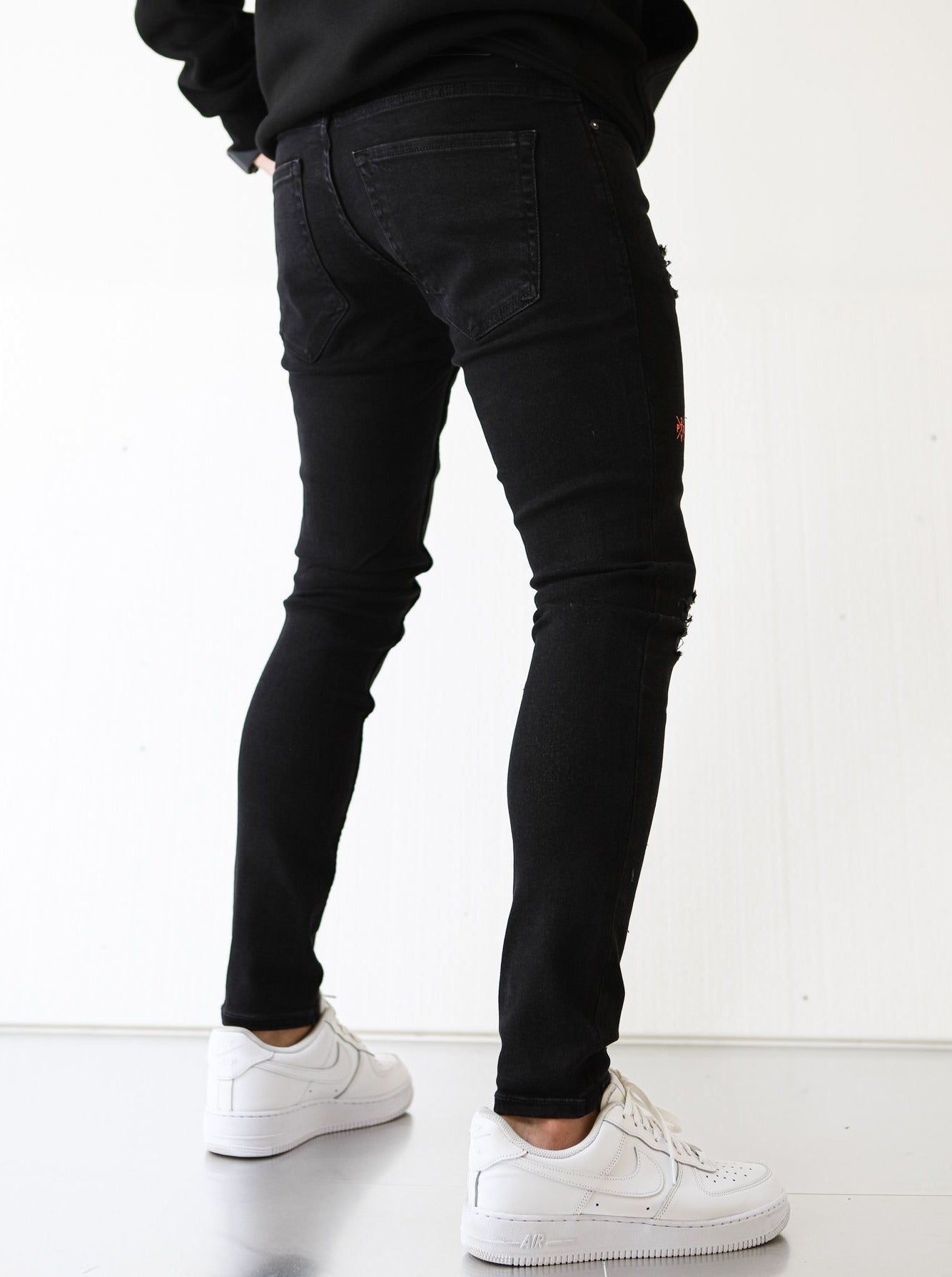 Printed Double Striped Black Jeans - UNEFFECTED STUDIOS® - JEANS - UNEFFECTED